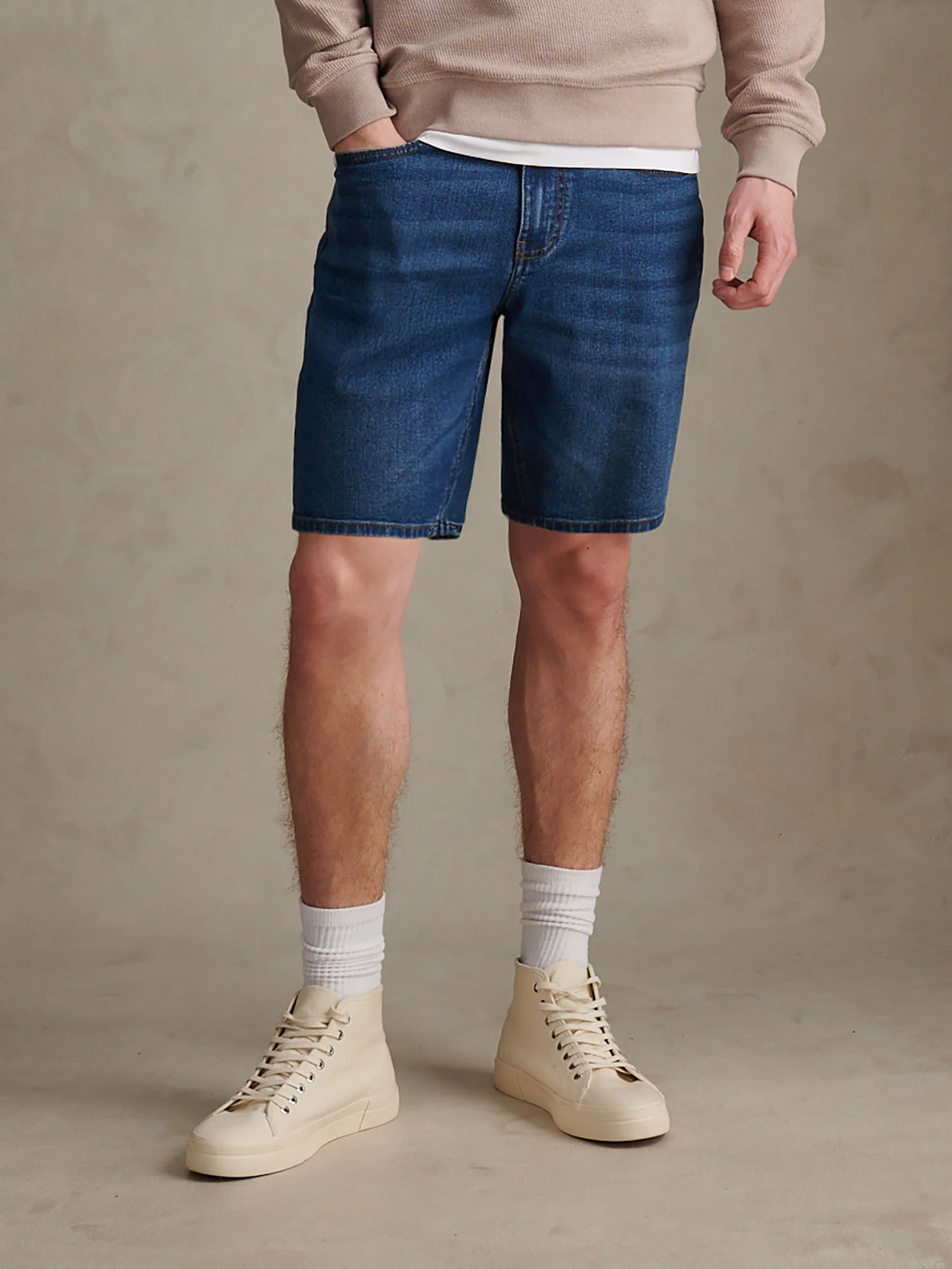 Mens Classic 5 Pocket Denim Shorts Dark Wash