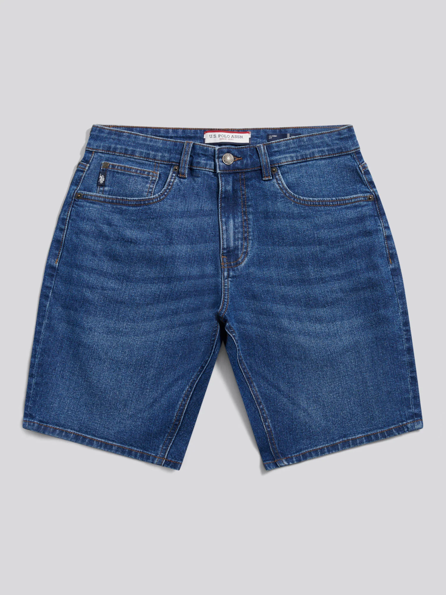 Mens Classic 5 Pocket Denim Shorts Dark Wash - Image 4