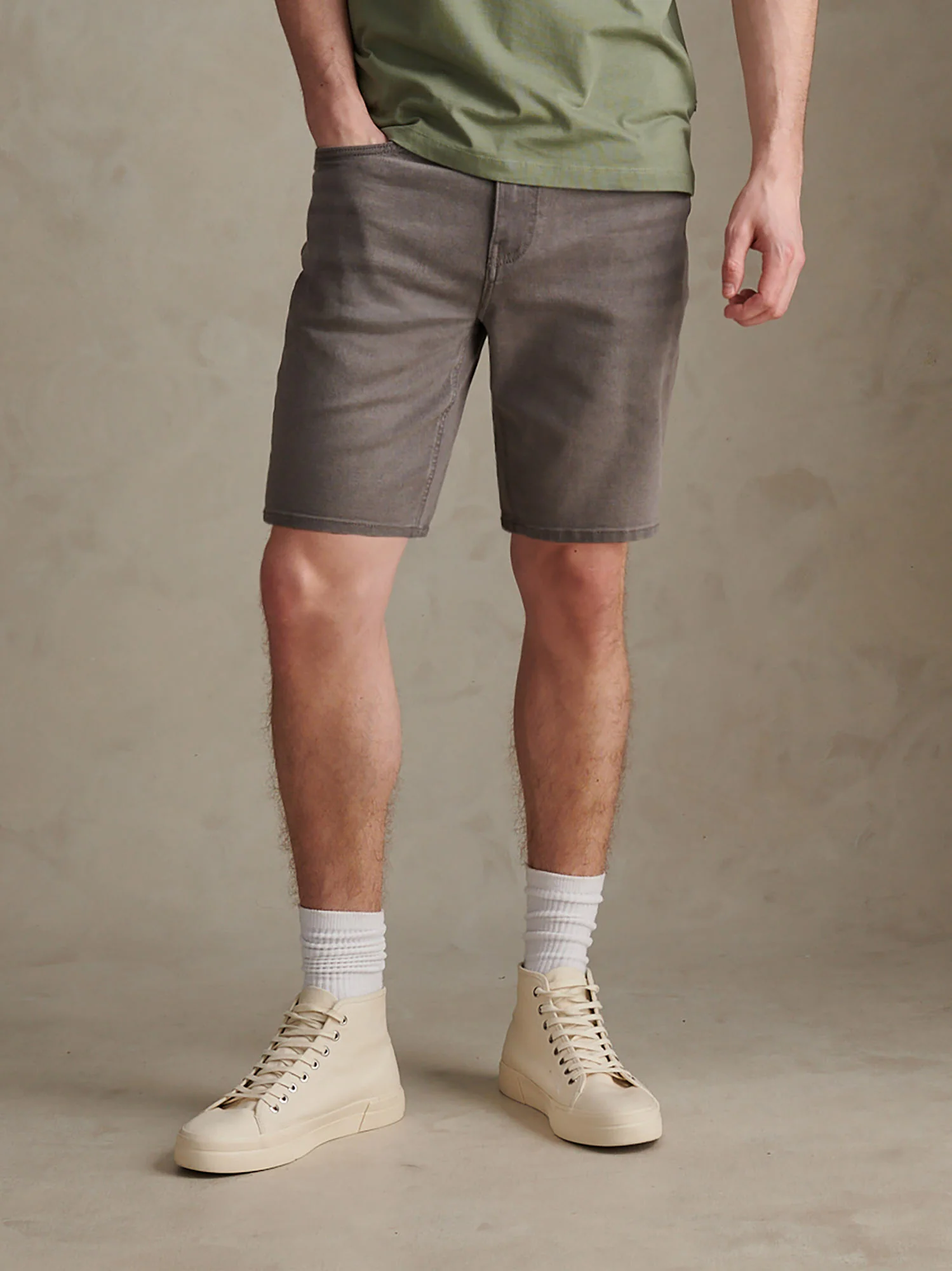 Mens Classic 5 Pocket Denim Shorts Grey Wash