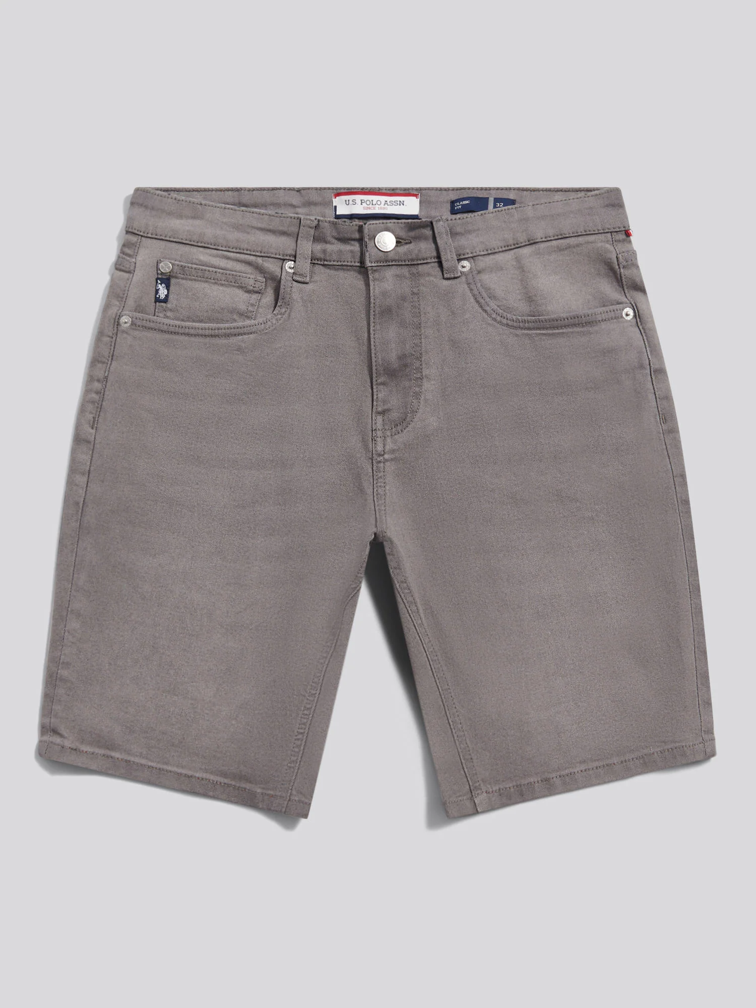 Mens Classic 5 Pocket Denim Shorts Grey Wash - Image 4