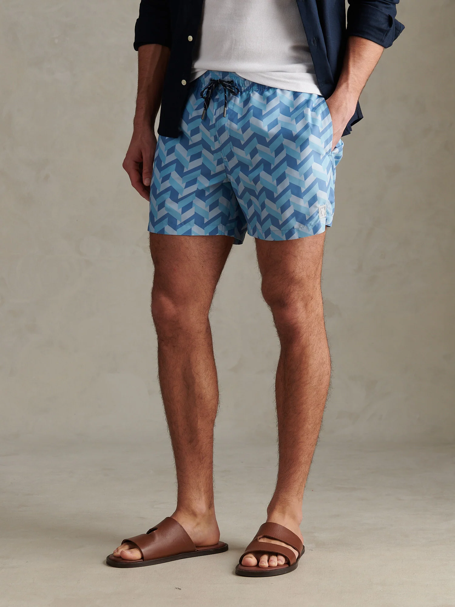 Mens Geo Tile Swim Shorts Riviera