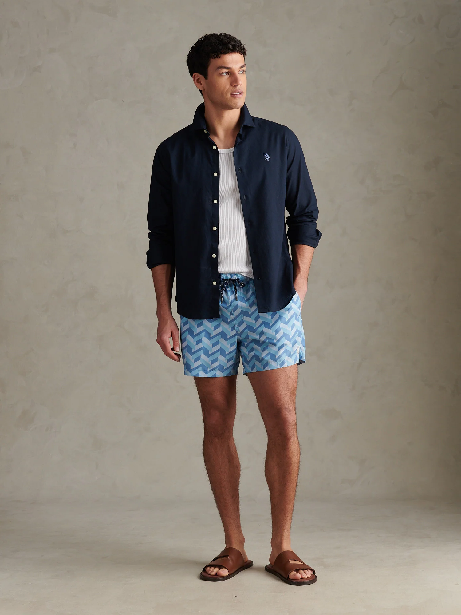 Mens Geo Tile Swim Shorts Riviera - Image 3