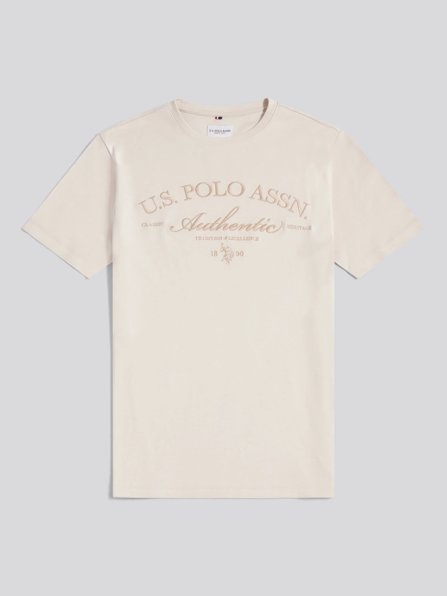 Mens Arch Script Graphic T-Shirt Beige - Image 5