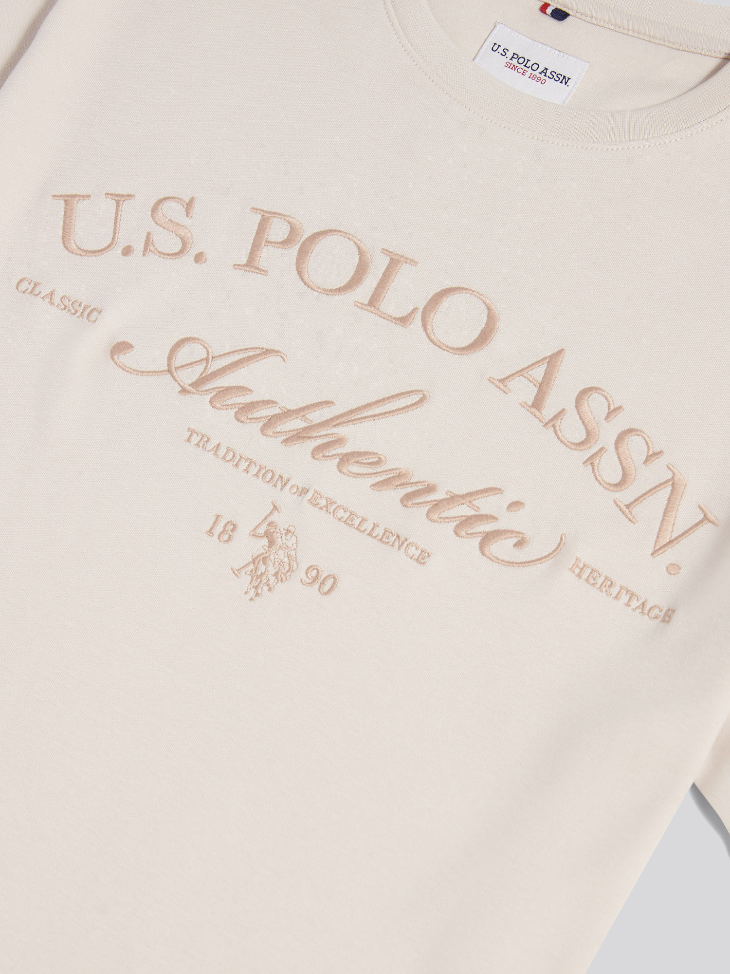 Mens Arch Script Graphic T-Shirt Beige - Image 7