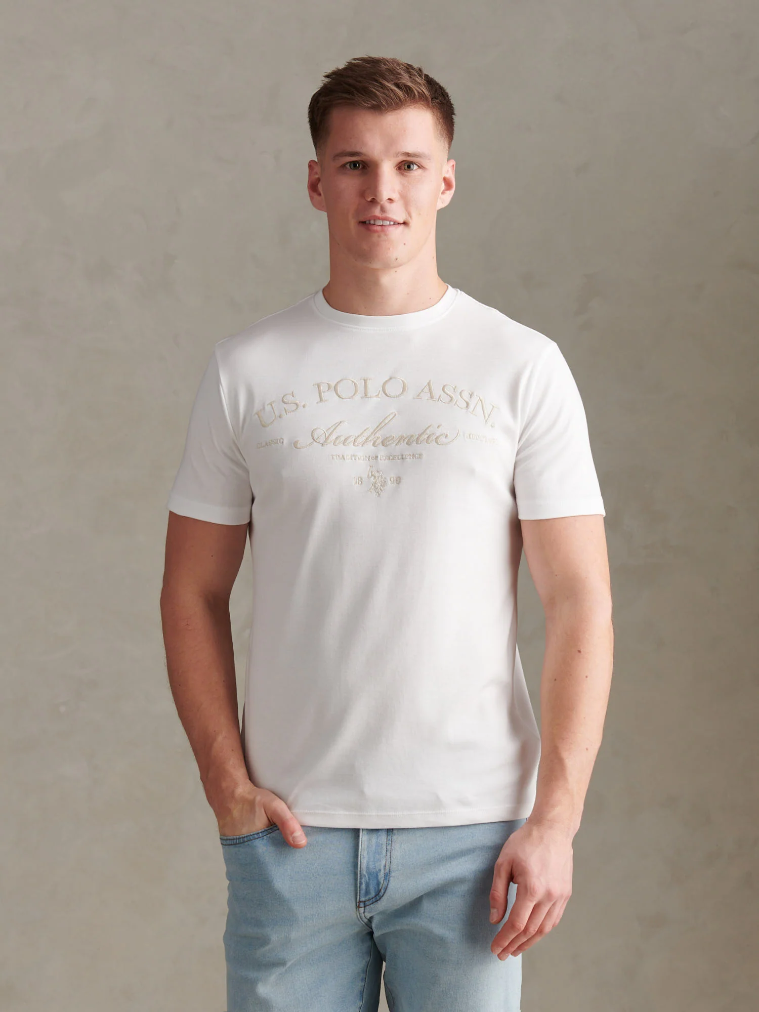 Mens Arch Script Graphic T-Shirt Bright White