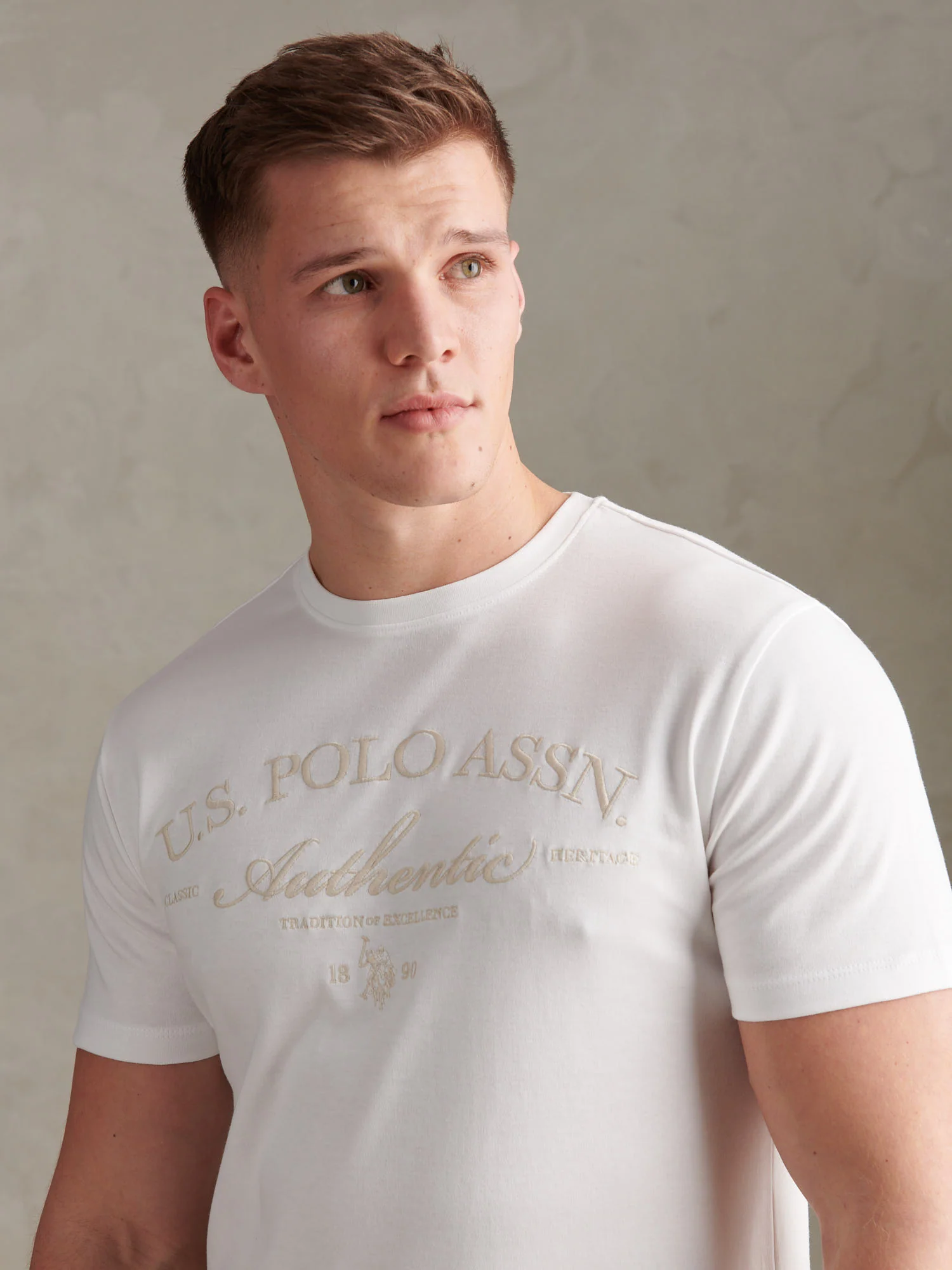 Mens Arch Script Graphic T-Shirt Bright White - Image 2
