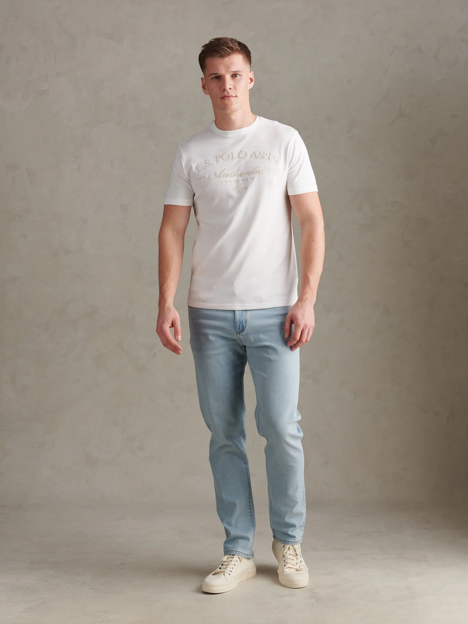Mens Arch Script Graphic T-Shirt Bright White - Image 3