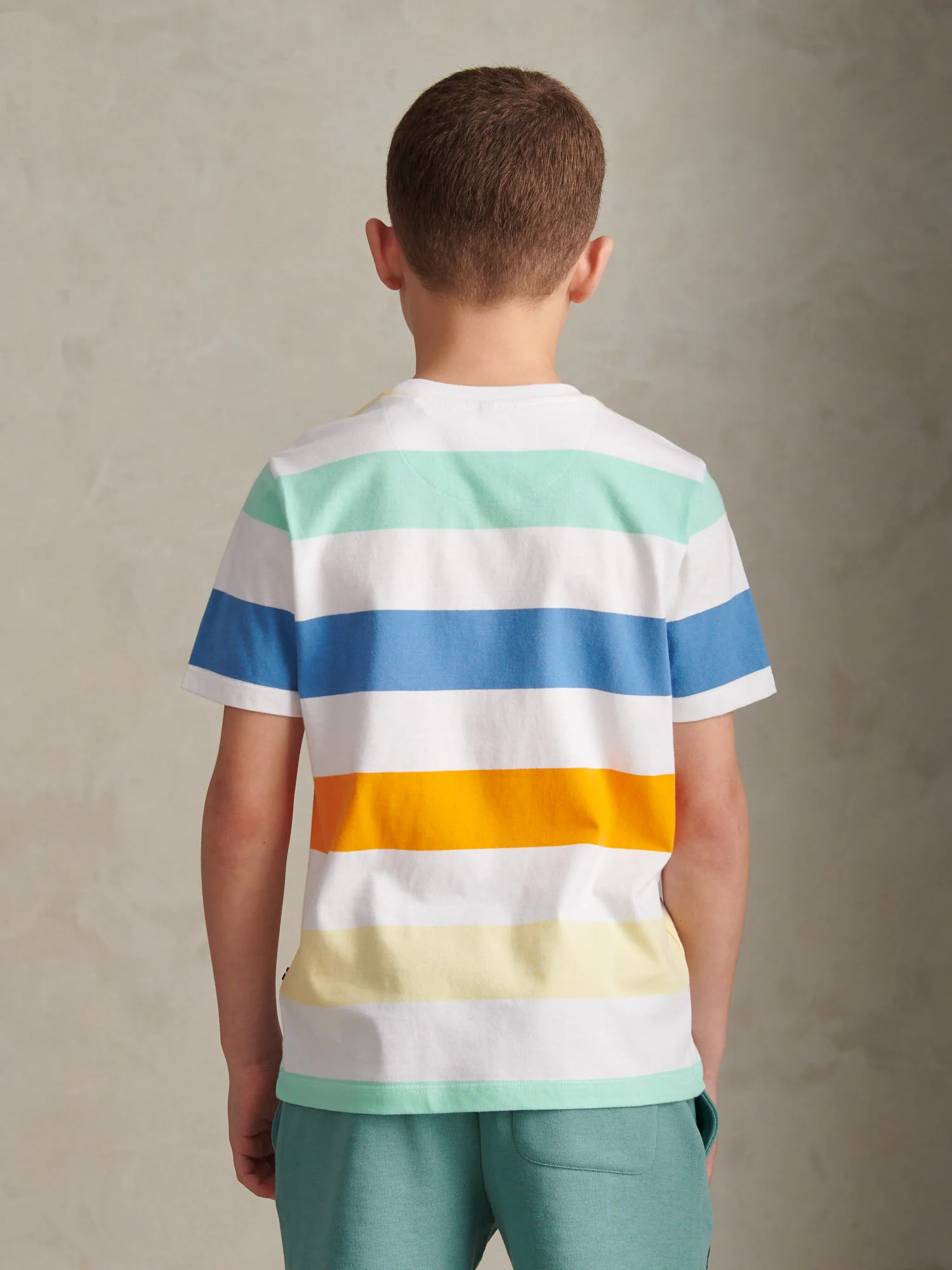 Boys Block Stripe T-Shirt Bright White - Image 4