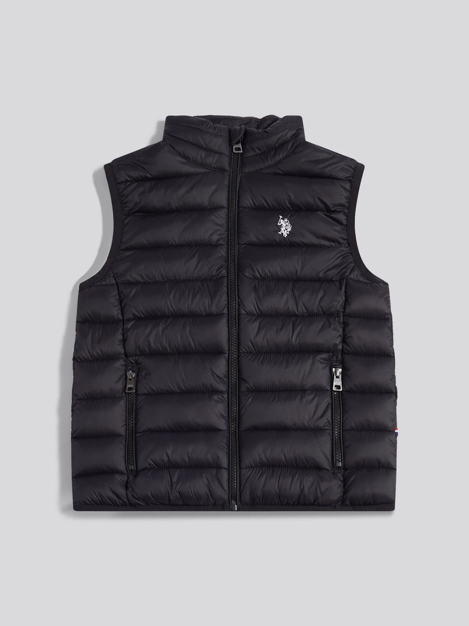 Boys Lightweight Quilted Gilet Black Bright White DHM - Image 5