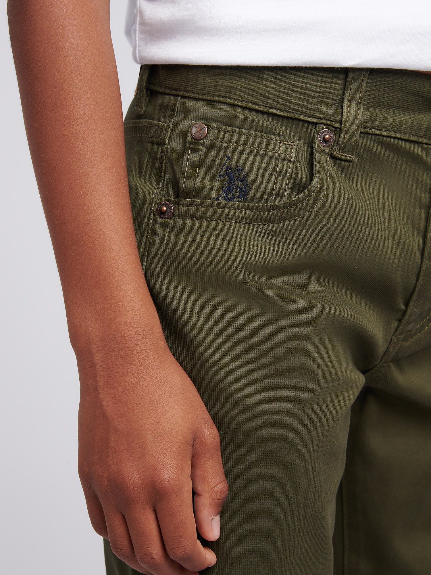 Boys Bedford Cord 5 Pocket Trouser in Forest Night - Image 5