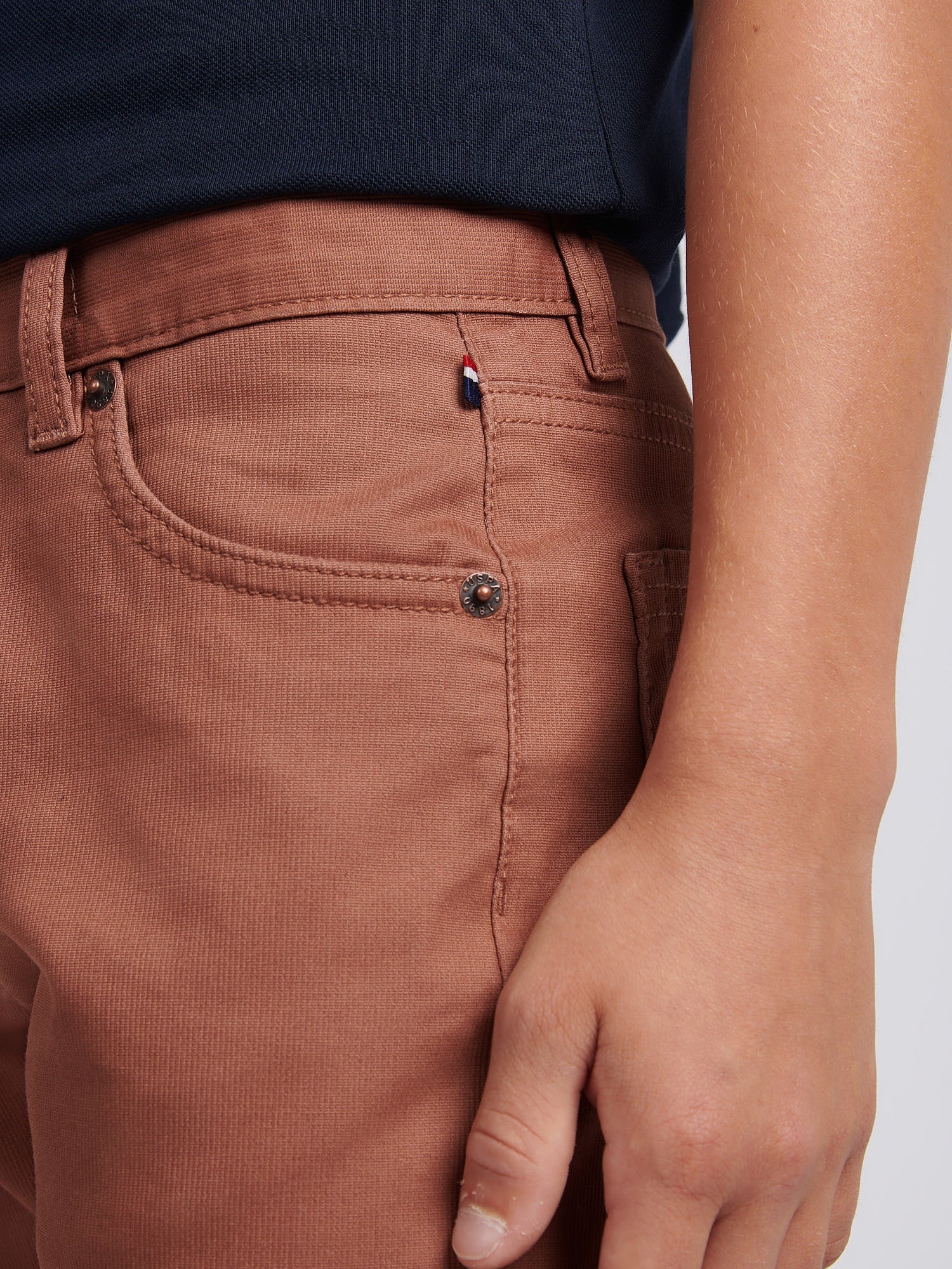 Boys Bedford Cord 5 Pocket Trouser in Rawhide - Image 6