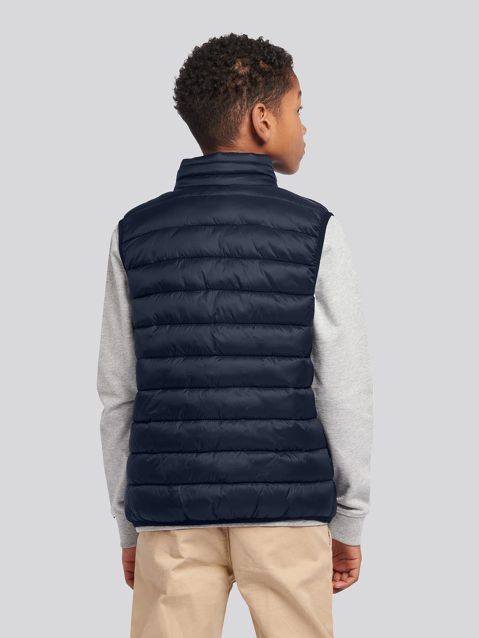 Boys Bound Quilted Gilet in Black Bright White DHM - Image 4