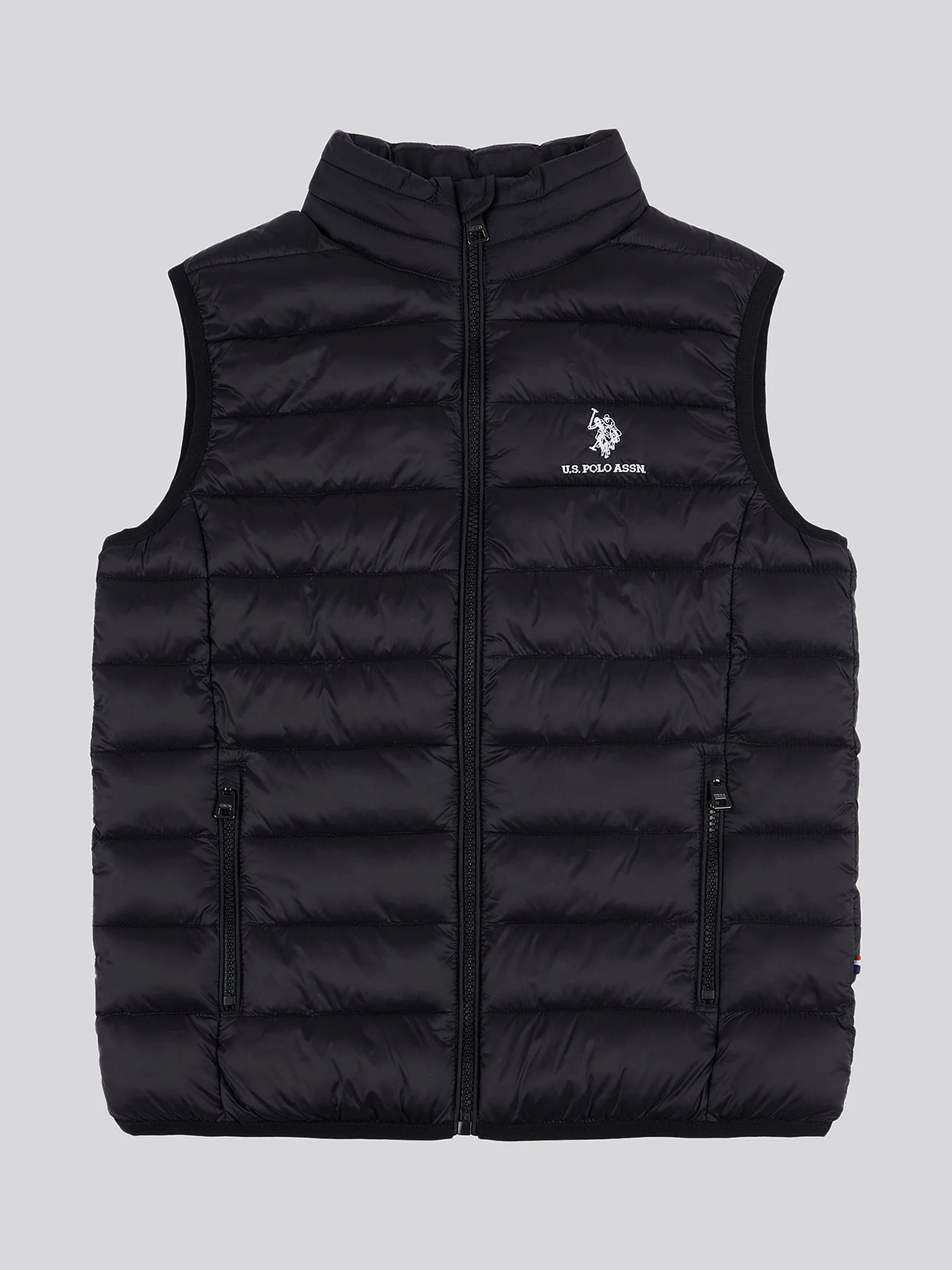 Boys Bound Quilted Gilet in Black Bright White DHM - Image 5