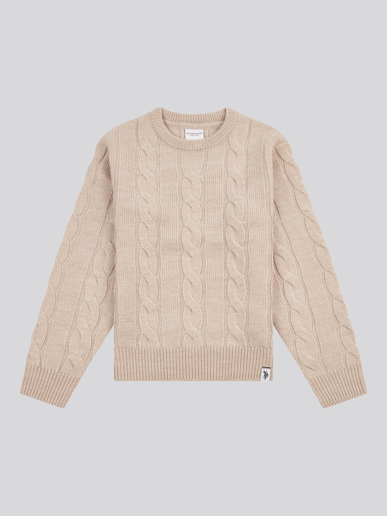 Boys Cable Knit Crew in Atmosphere Marl - Image 5