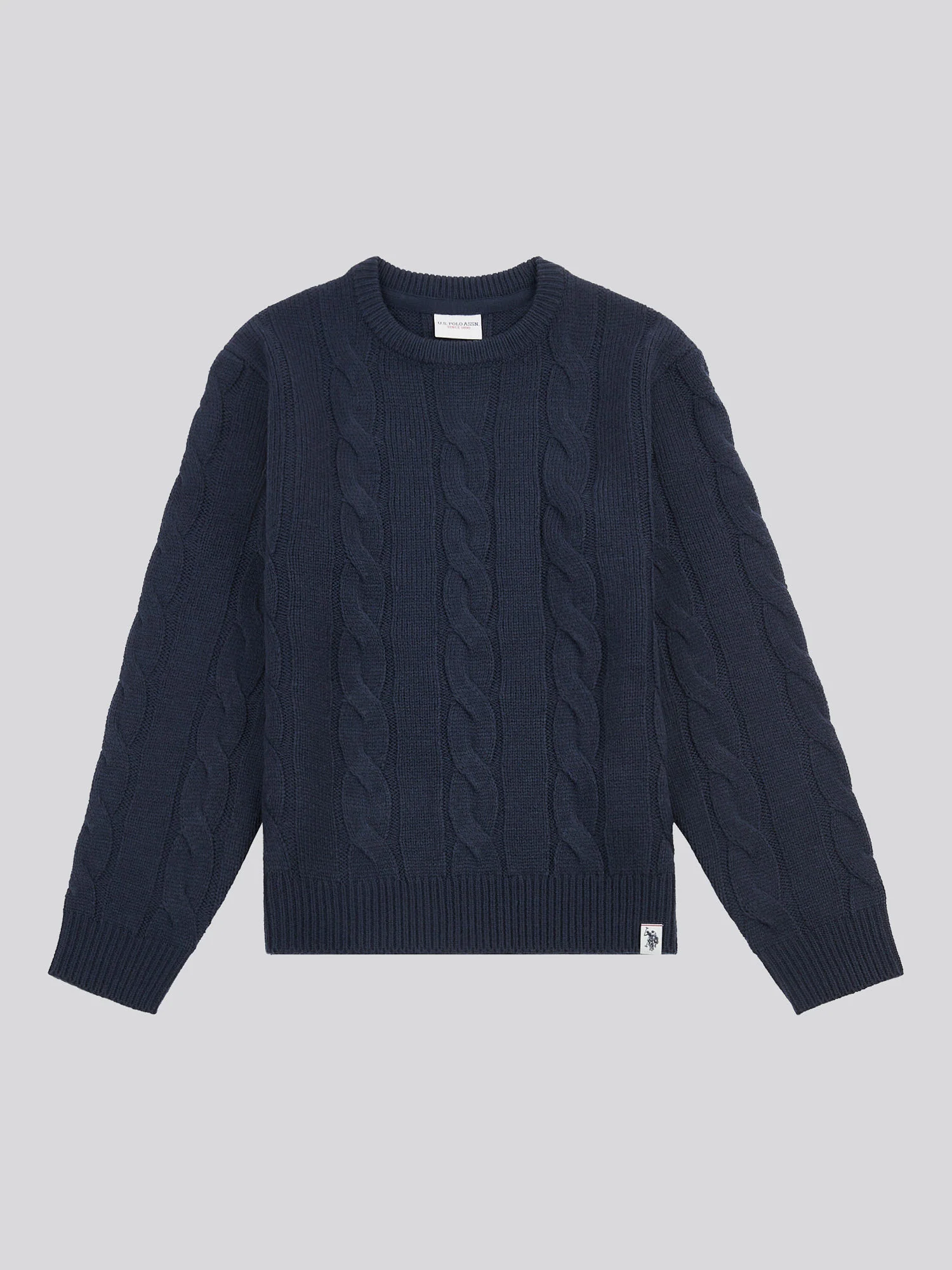 Boys Cable Knit Crew in Dark Sapphire Navy - Image 5