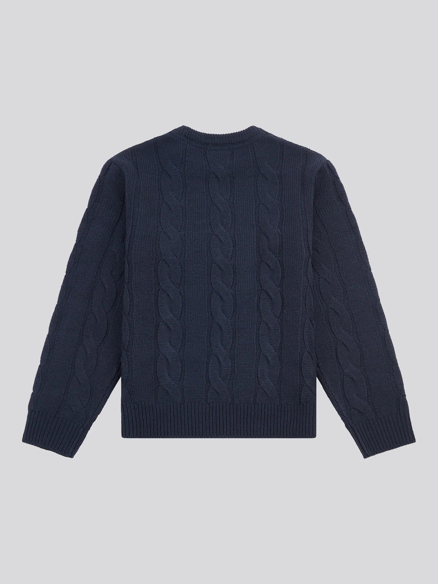 Boys Cable Knit Crew in Dark Sapphire Navy - Image 6