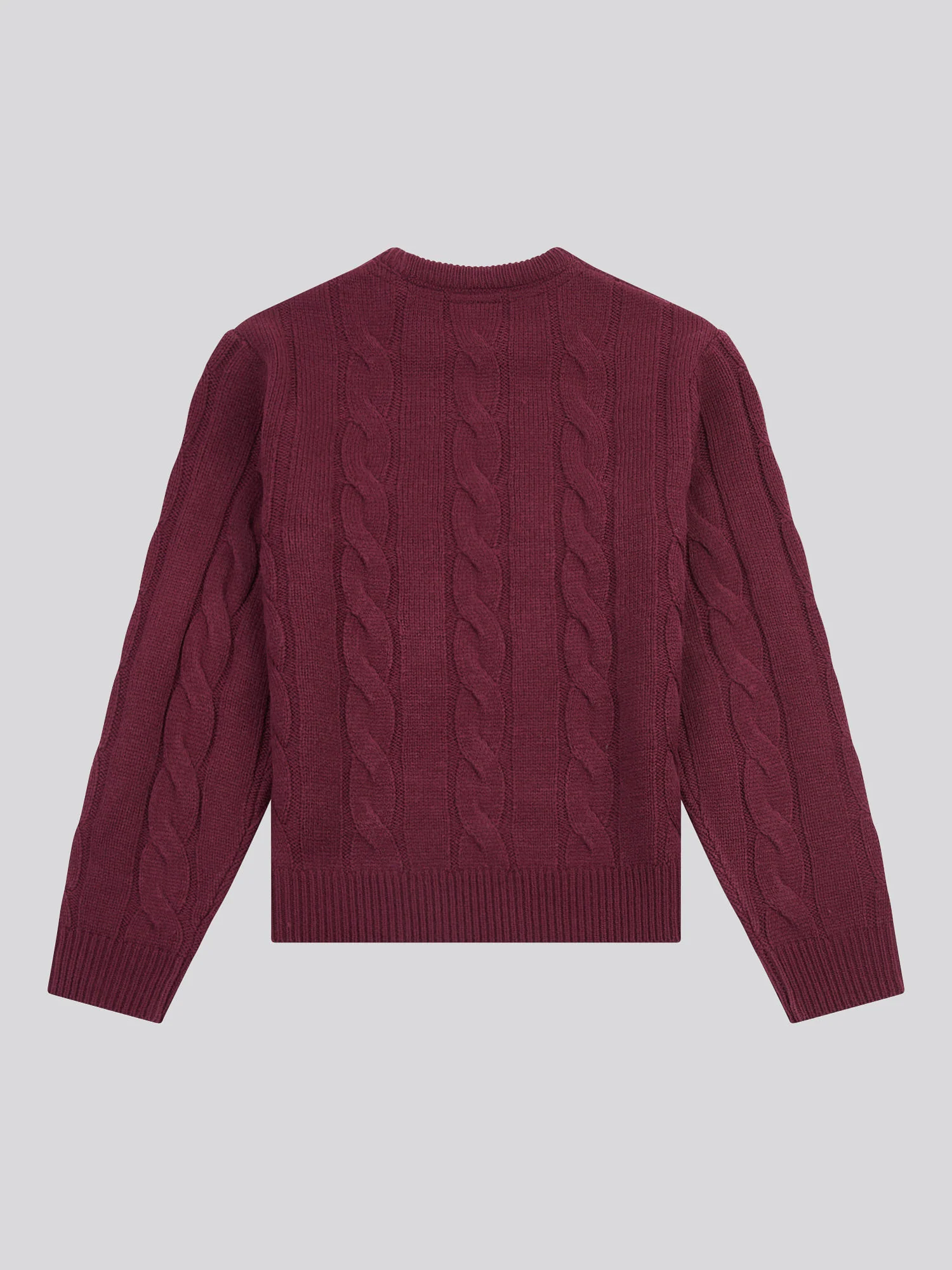 Boys Cable Knit Crew in Grape Wine - Image 6