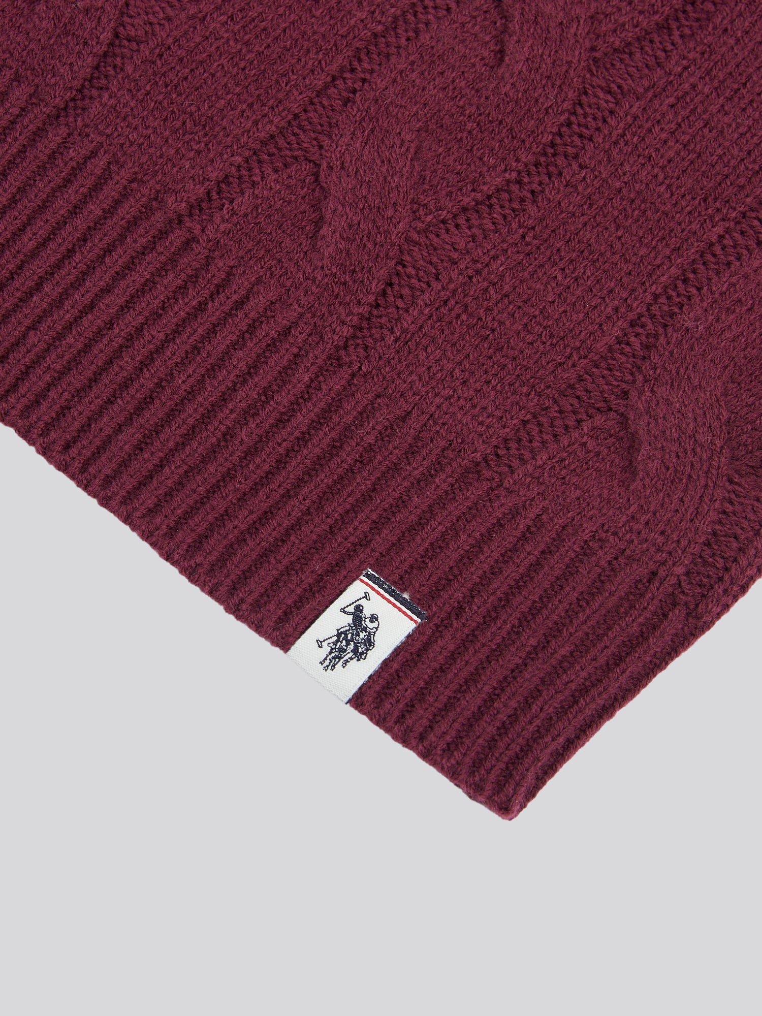 Boys Cable Knit Crew in Grape Wine - Image 7