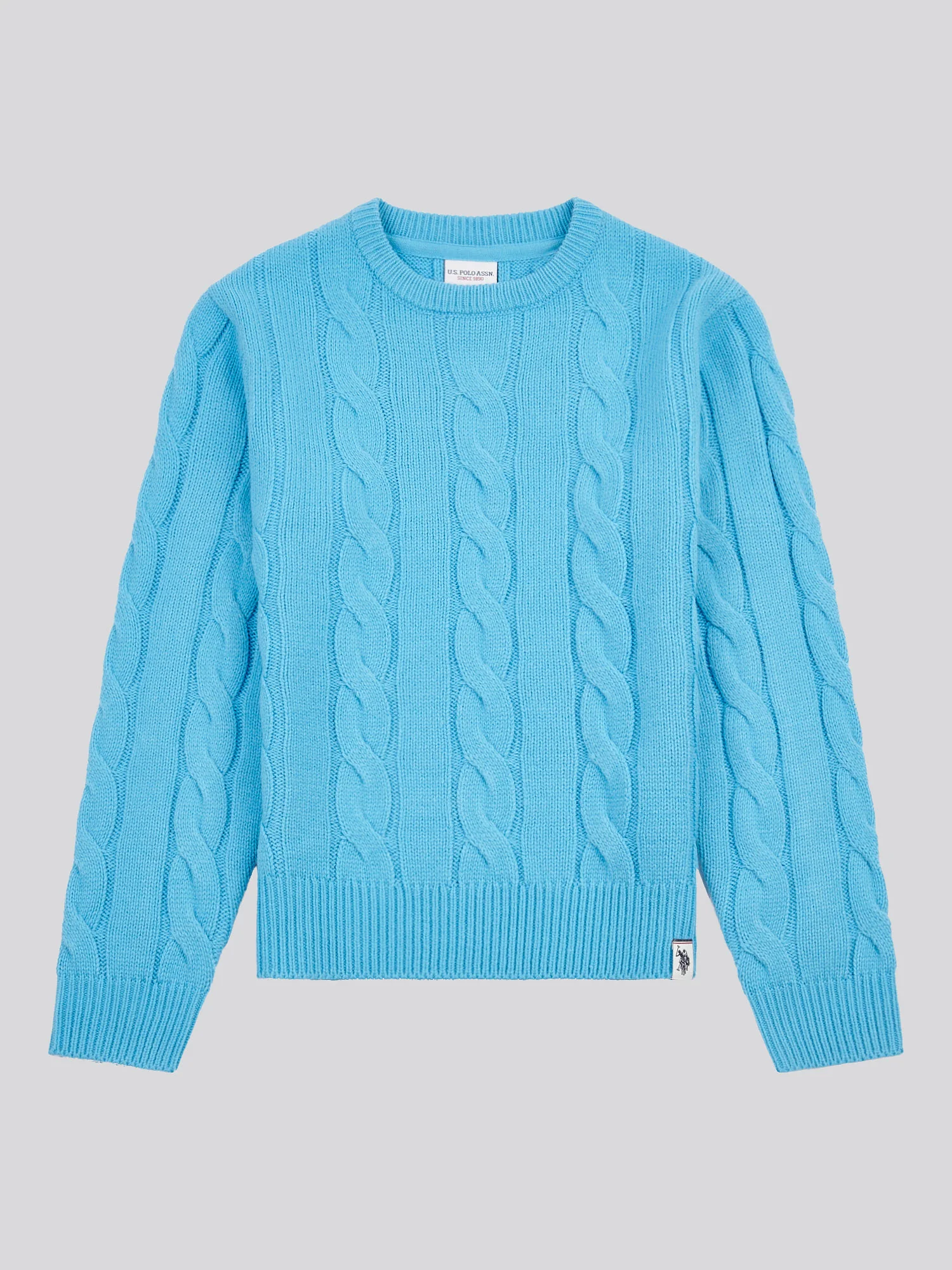 Boys Cable Knit Crew in Heritage Blue - Image 5