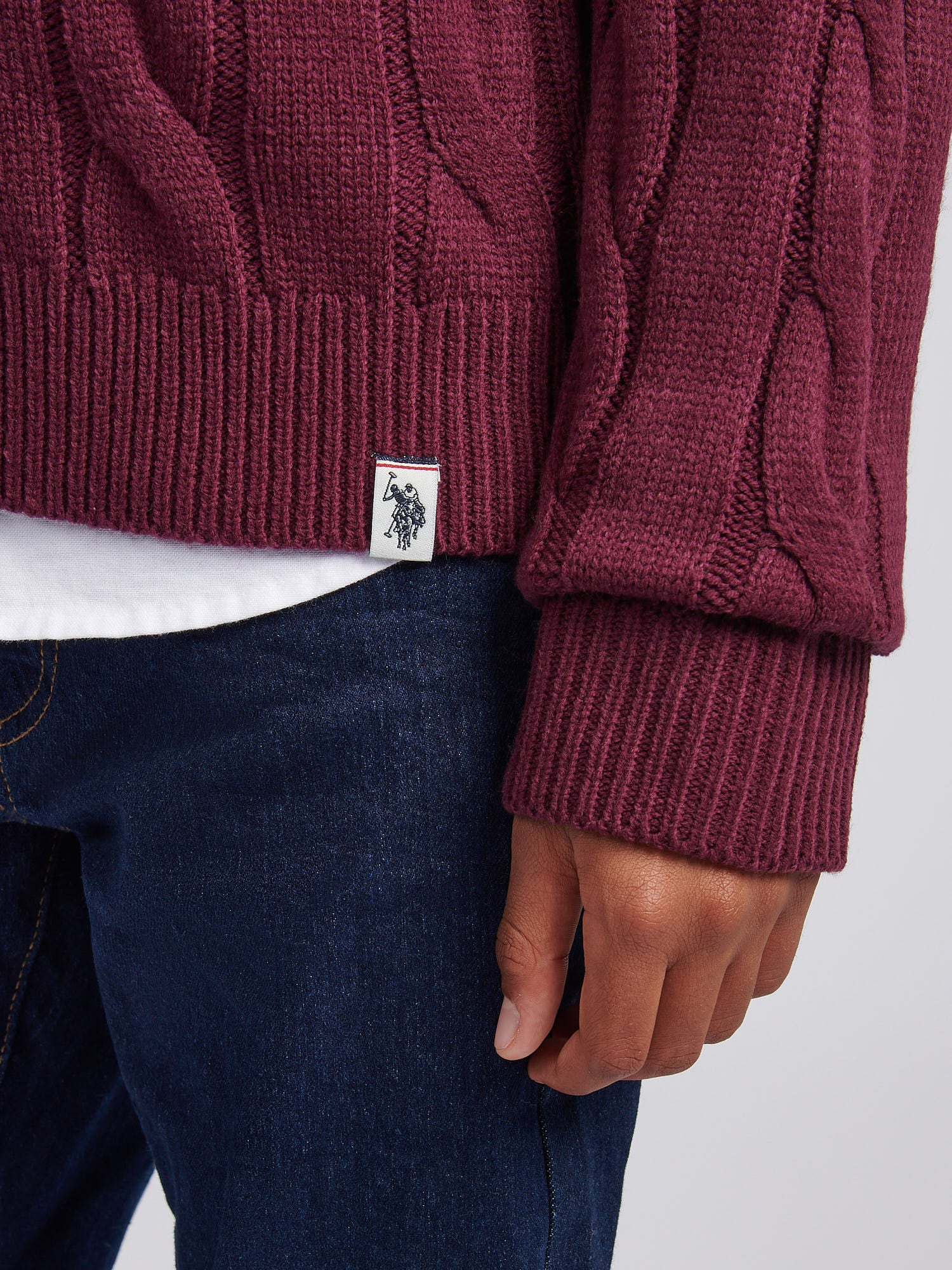 Boys Cable Knit Funnel in Grape Wine - Image 2