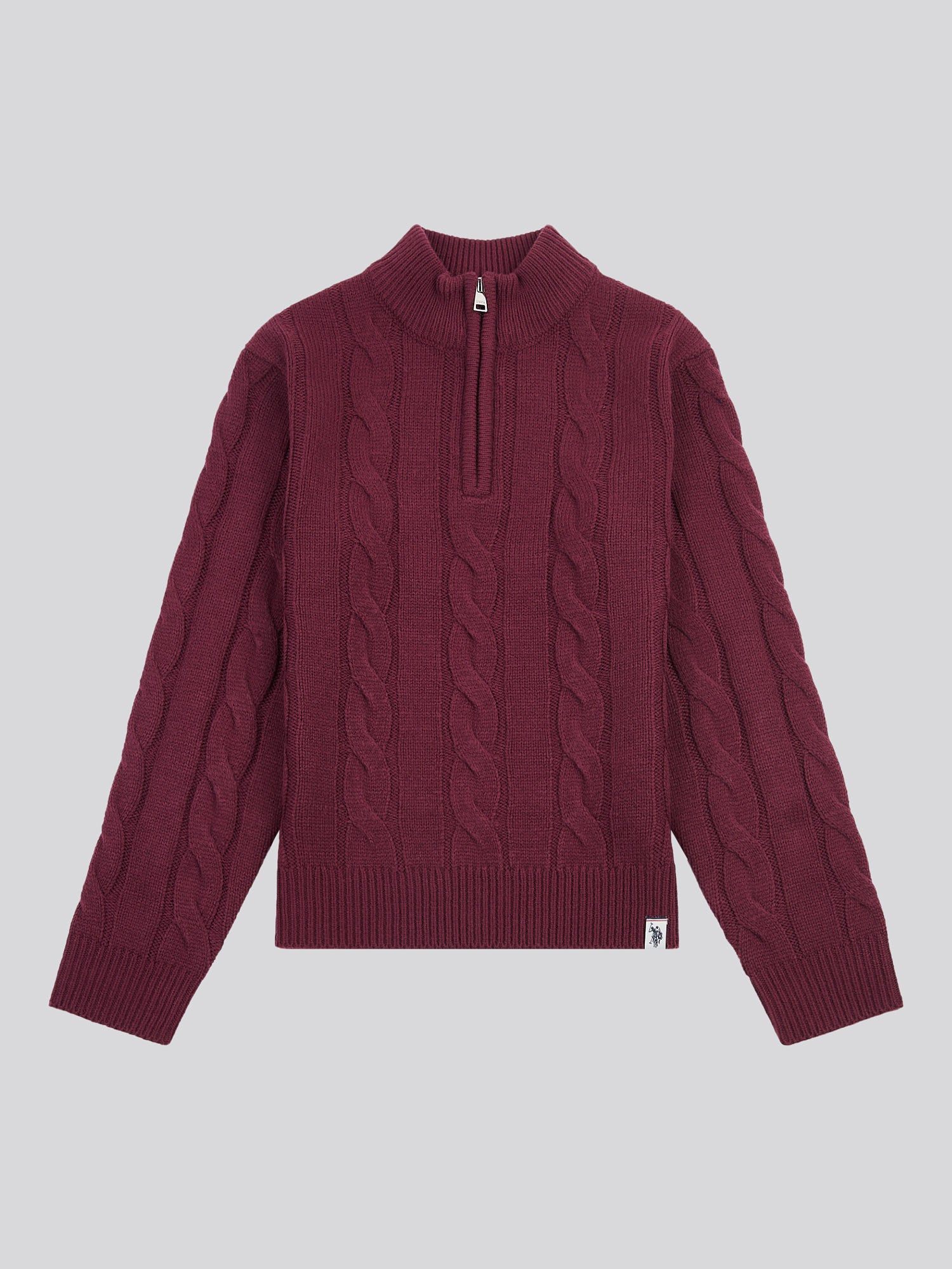 Boys Cable Knit Funnel in Grape Wine - Image 5