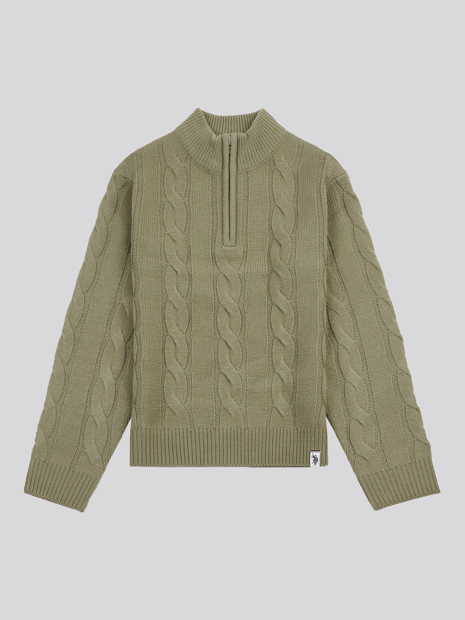 Boys Cable Knit Funnel in Mulled Basil - Image 5