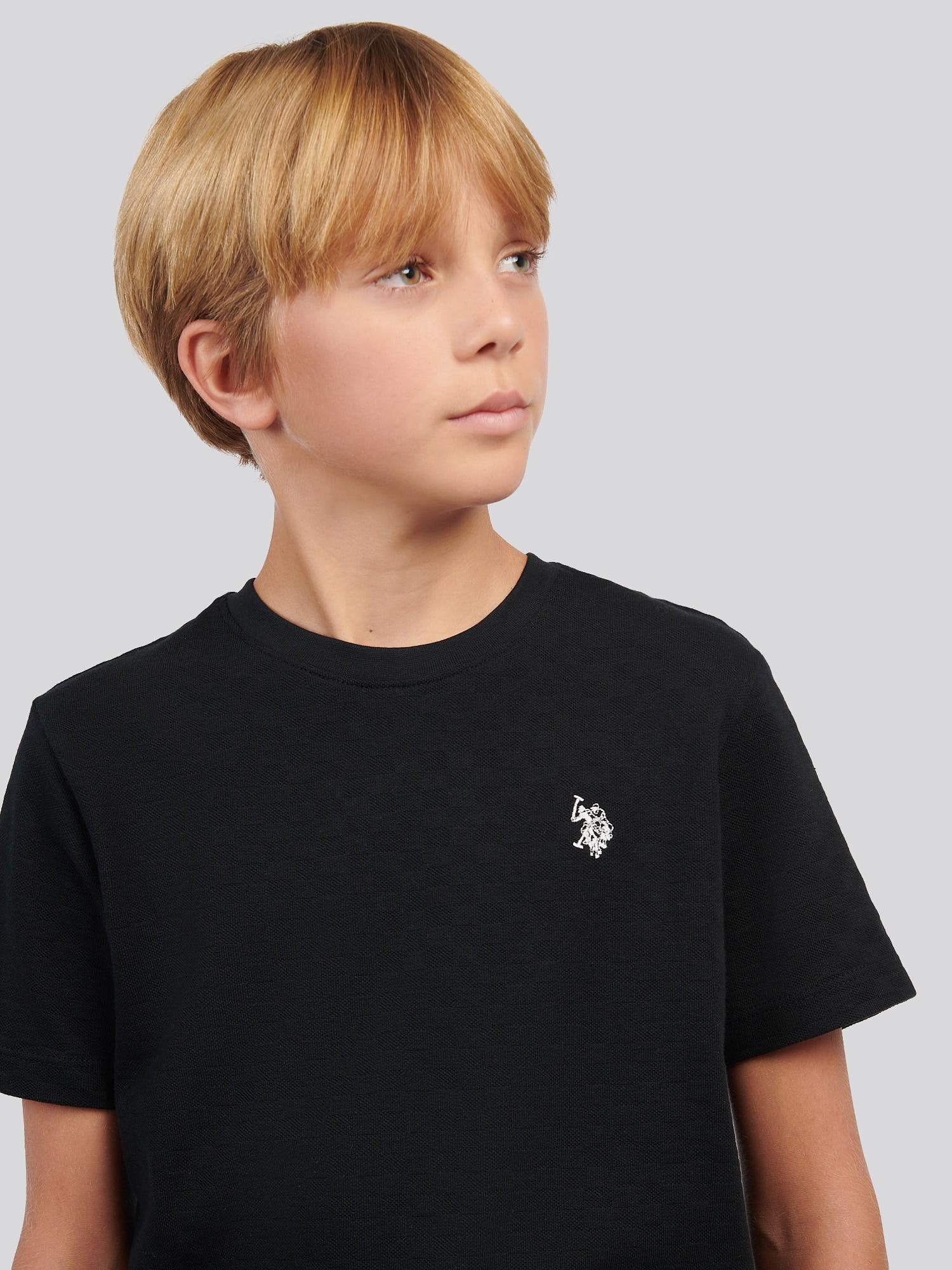 Boys Check Texture T-Shirt, in Black - Image 2