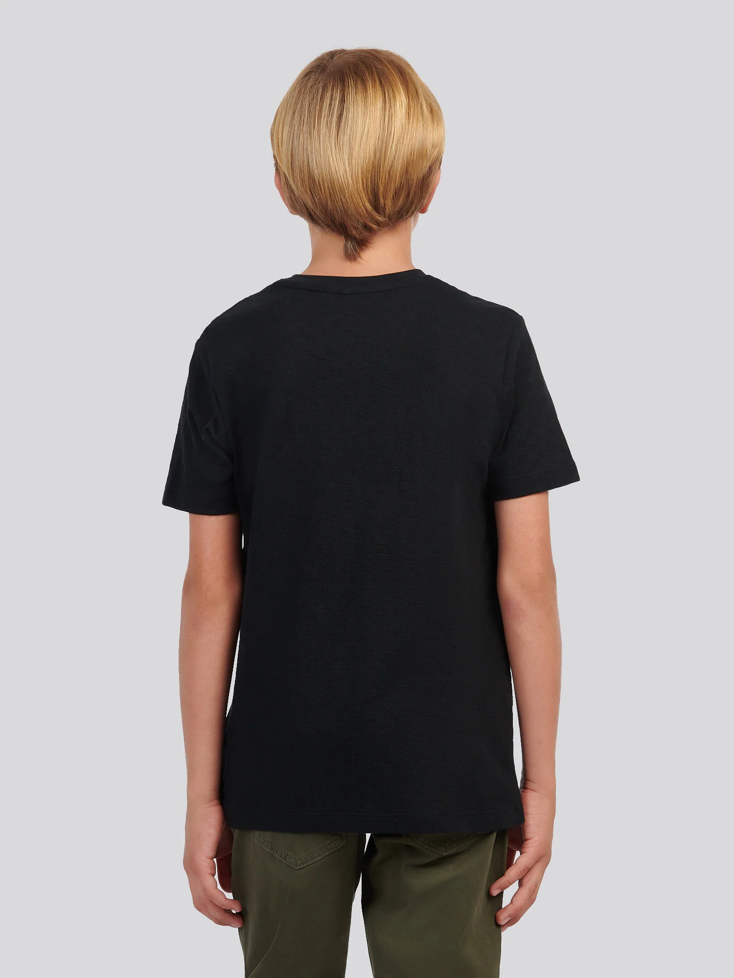 Boys Check Texture T-Shirt, in Black - Image 4