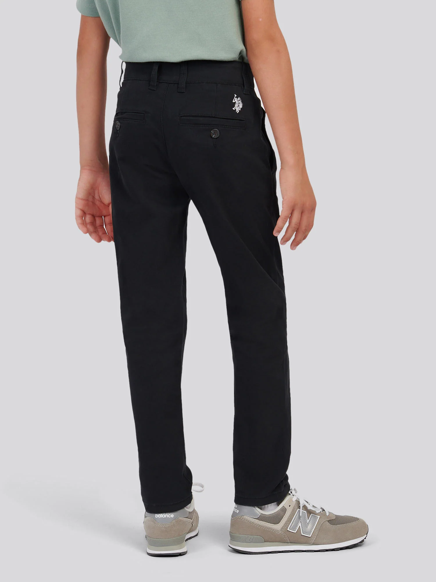 Boys Classic Chino in Black Bright White DHM - Image 4