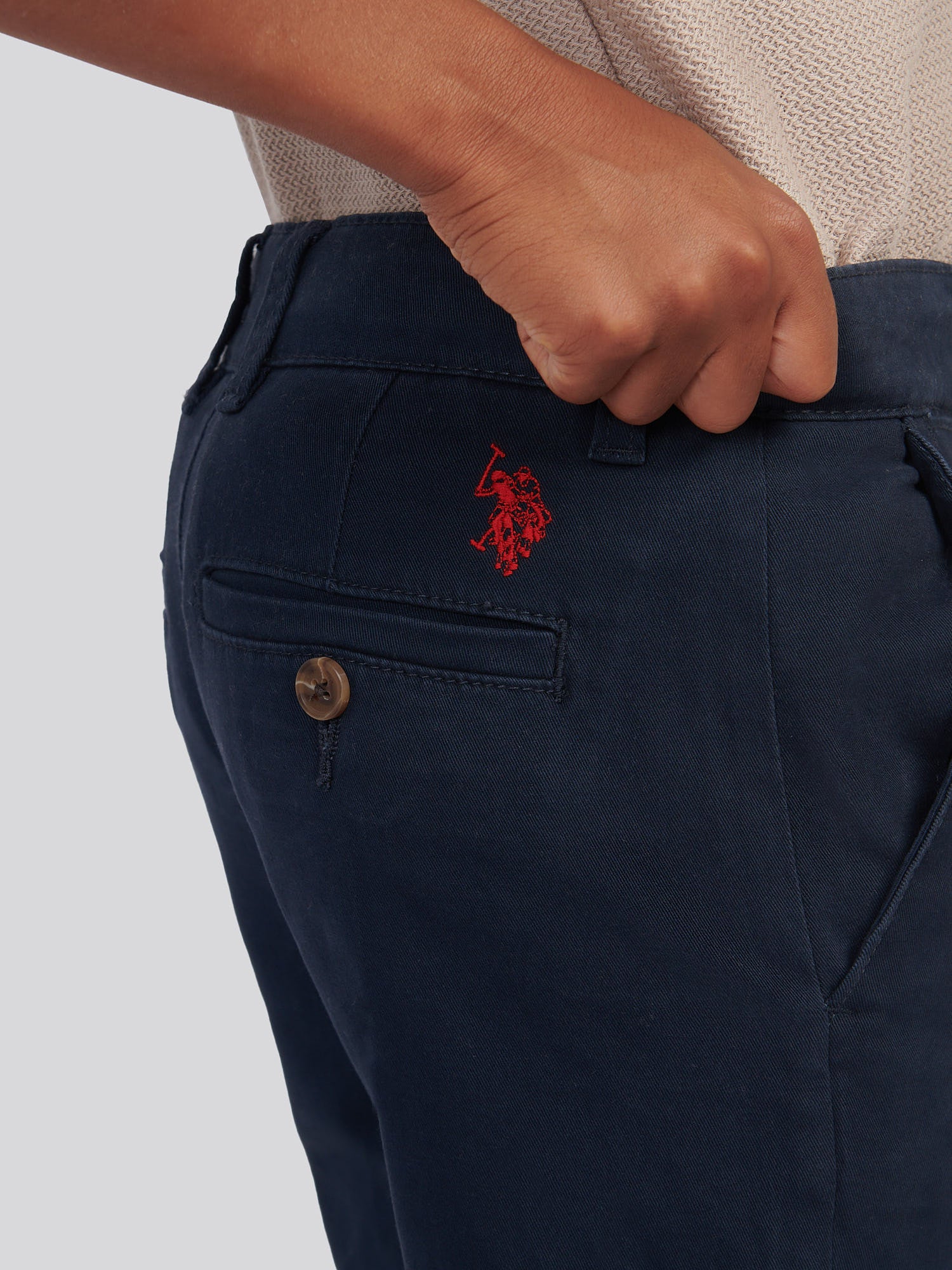 Boys Classic Chino in Dark Sapphire Navy / Haute Red DHM - Image 2