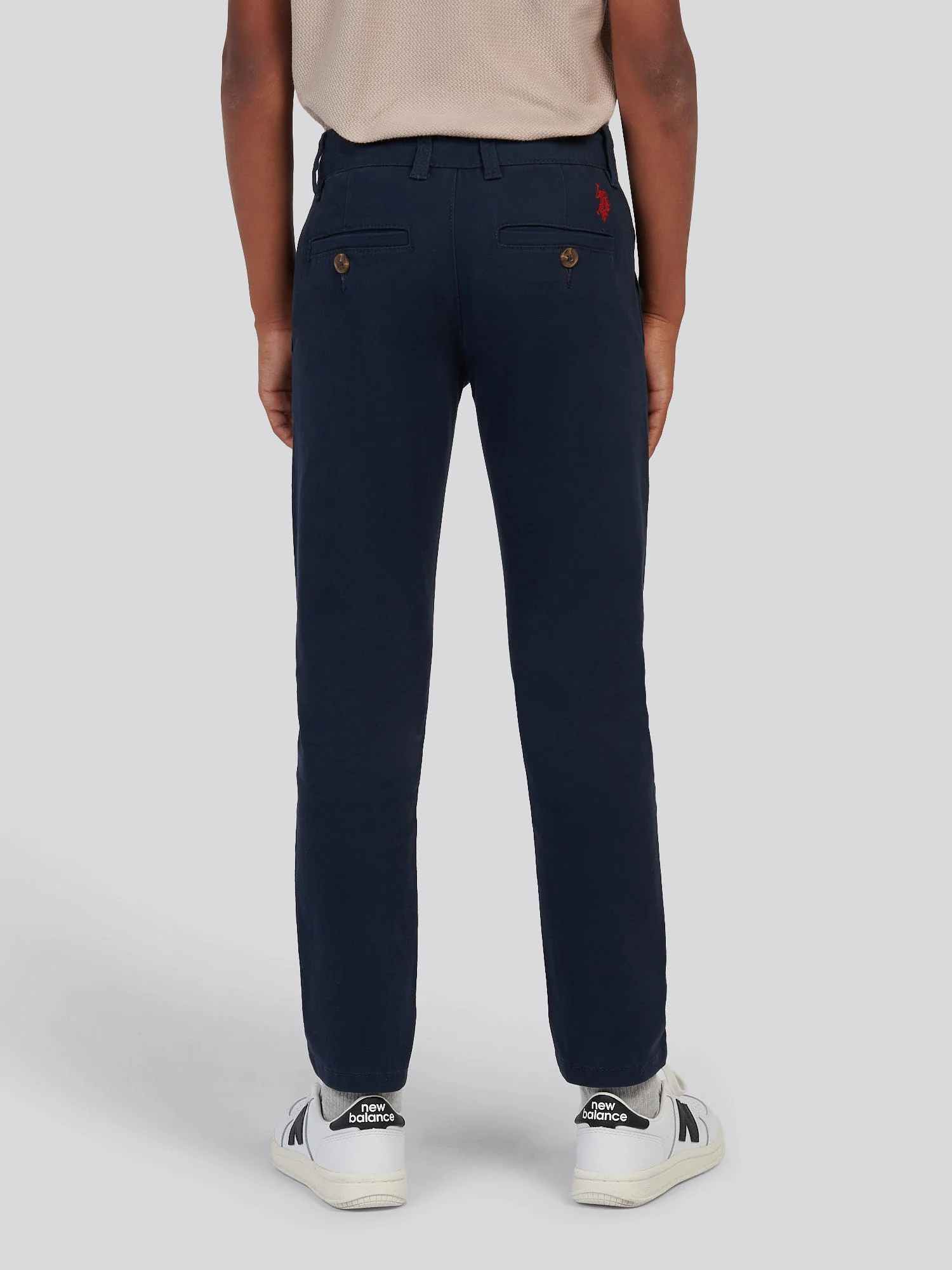 Boys Classic Chino in Dark Sapphire Navy / Haute Red DHM - Image 4