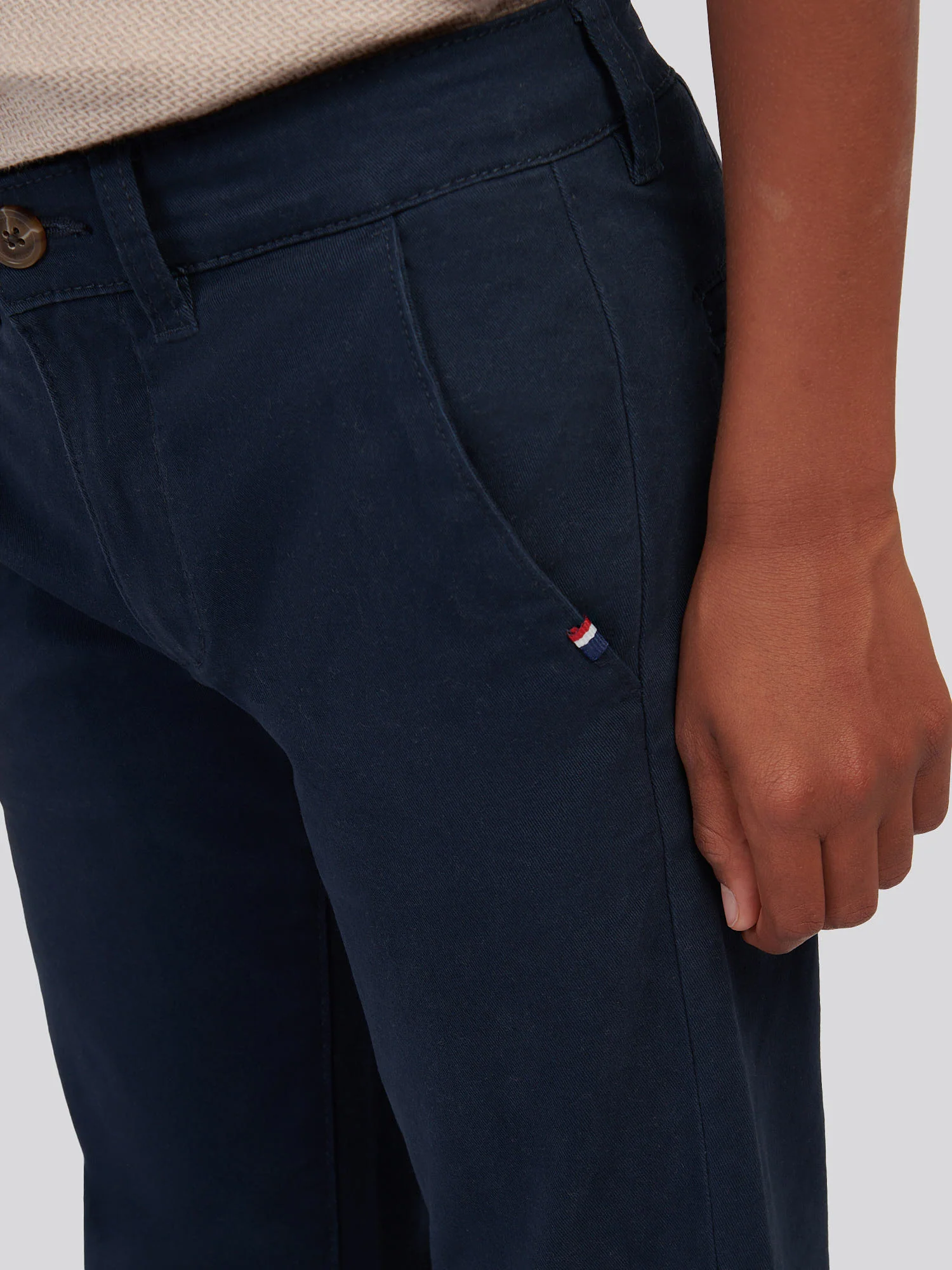 Boys Classic Chino in Dark Sapphire Navy / Haute Red DHM - Image 5