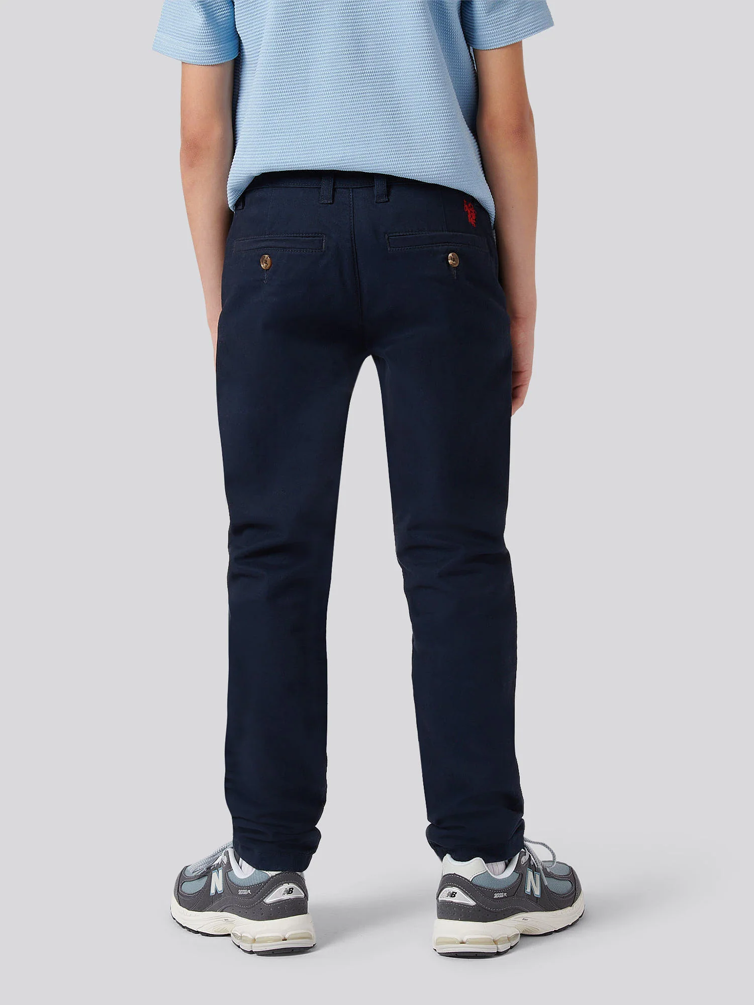 Boys Classic Chino in Dark Sapphire Navy / Haute Red DHM - Image 3