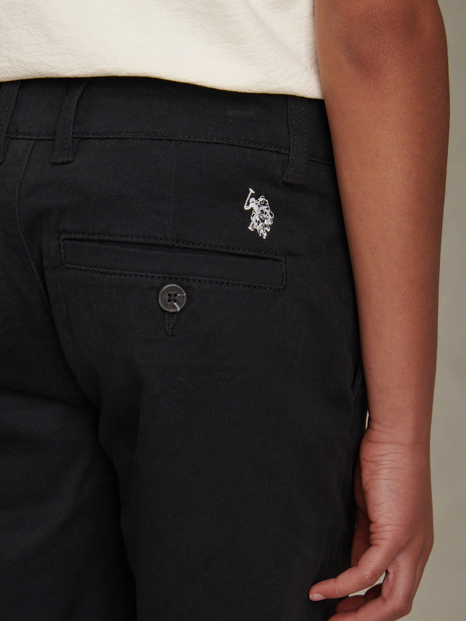 Boys Classic Chino Short Black Bright White DHM - Image 2