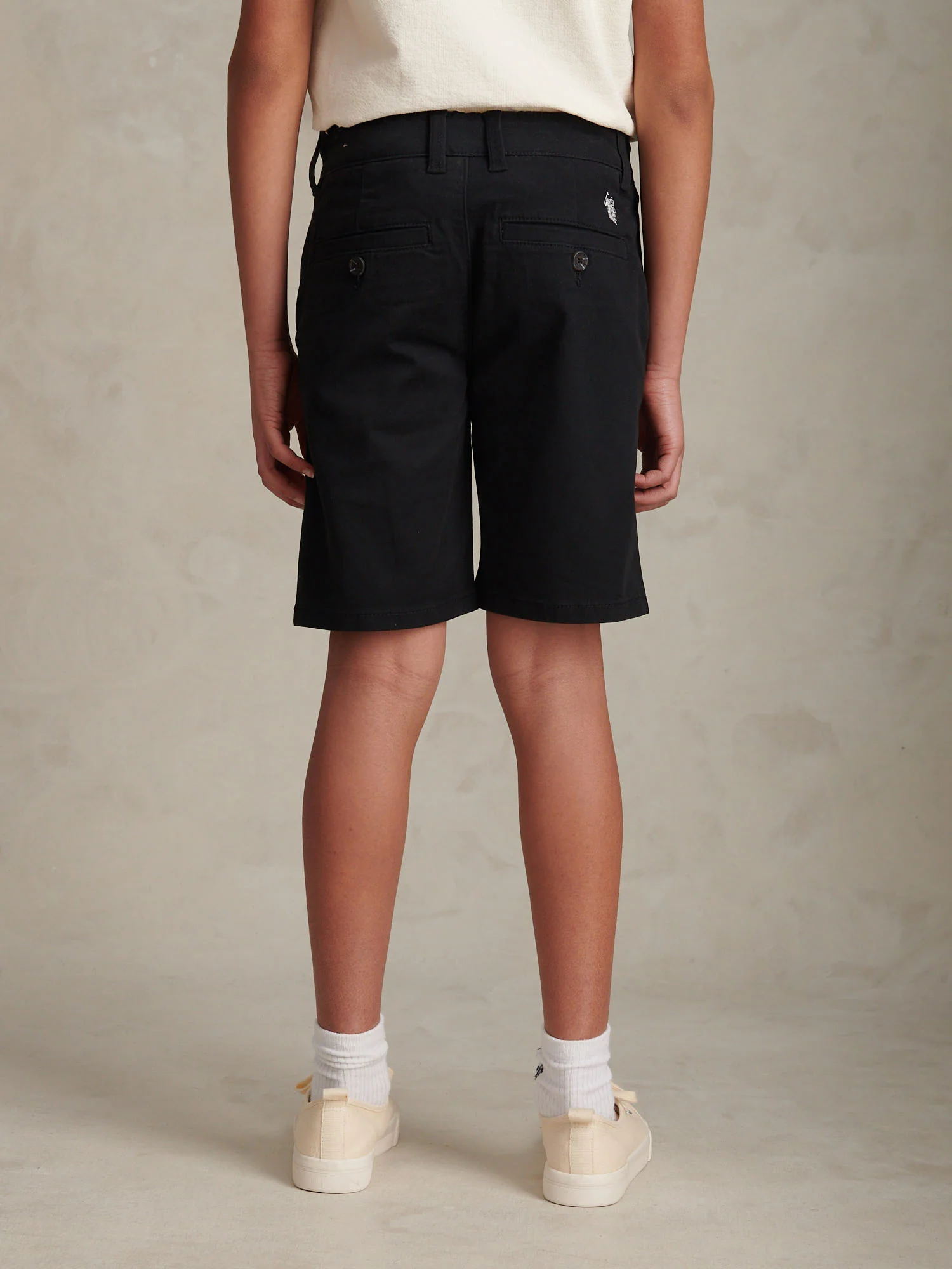 Boys Classic Chino Short Black Bright White DHM - Image 4