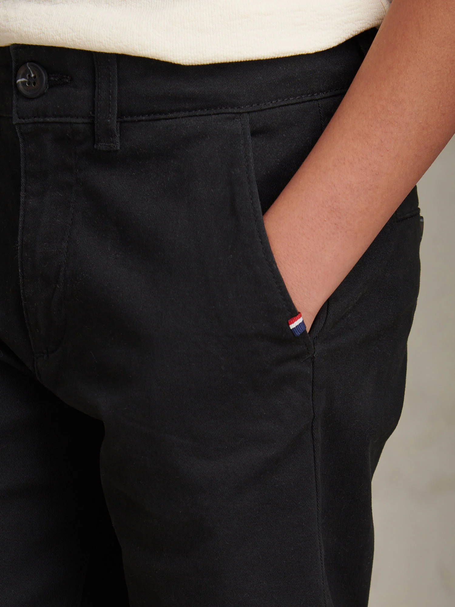 Boys Classic Chino Short Black Bright White DHM - Image 5