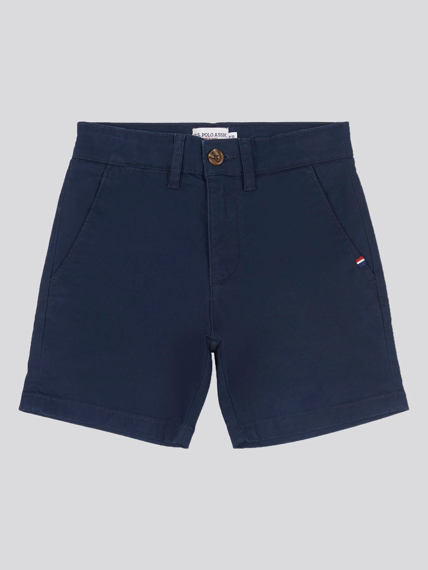 Boys Classic Chino Shorts in Dark Sapphire Navy / Haute Red DHM - Image 6