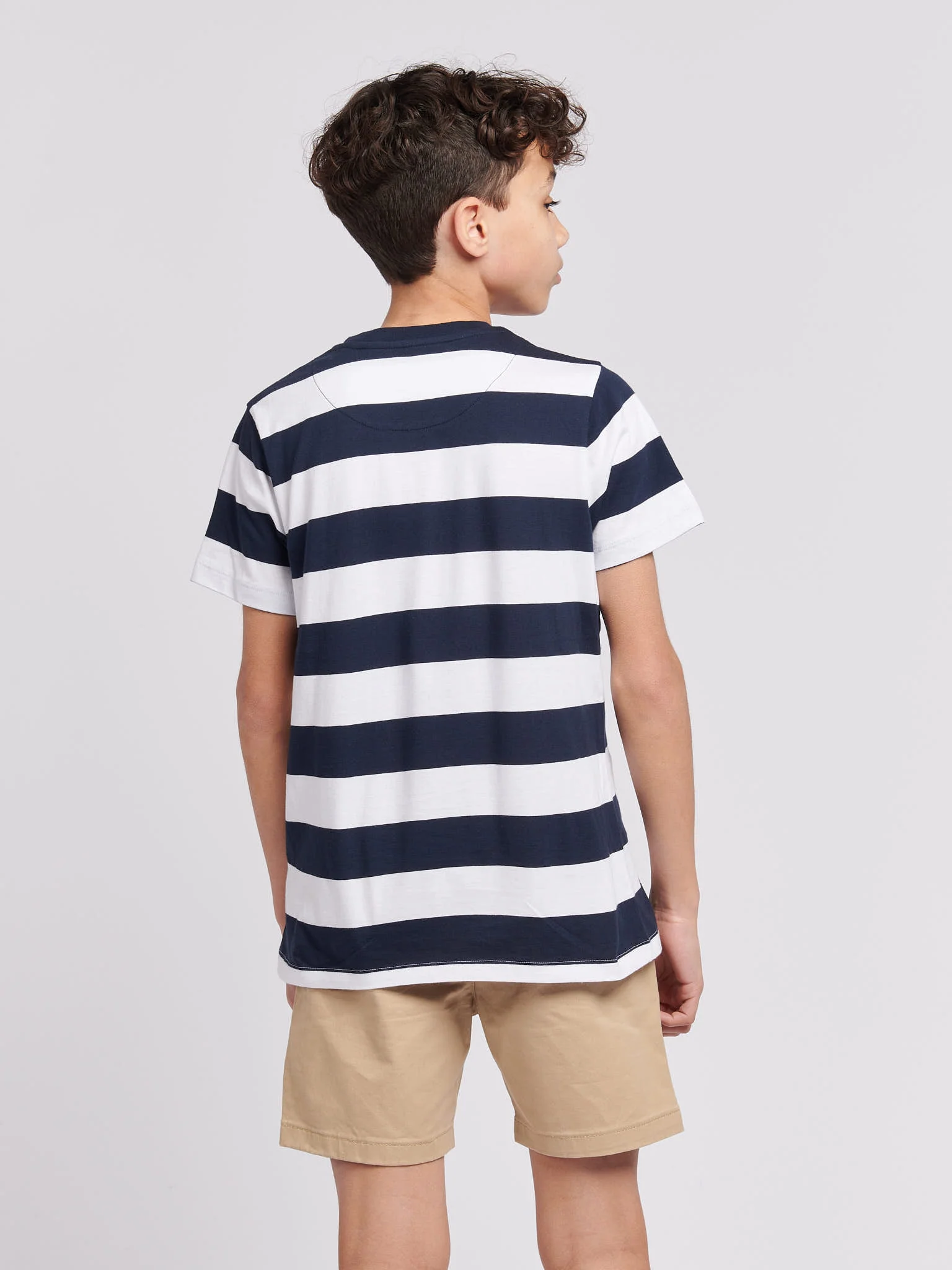 Boys Classic Stripe T-Shirt in Dark Sapphire Navy - Image 4