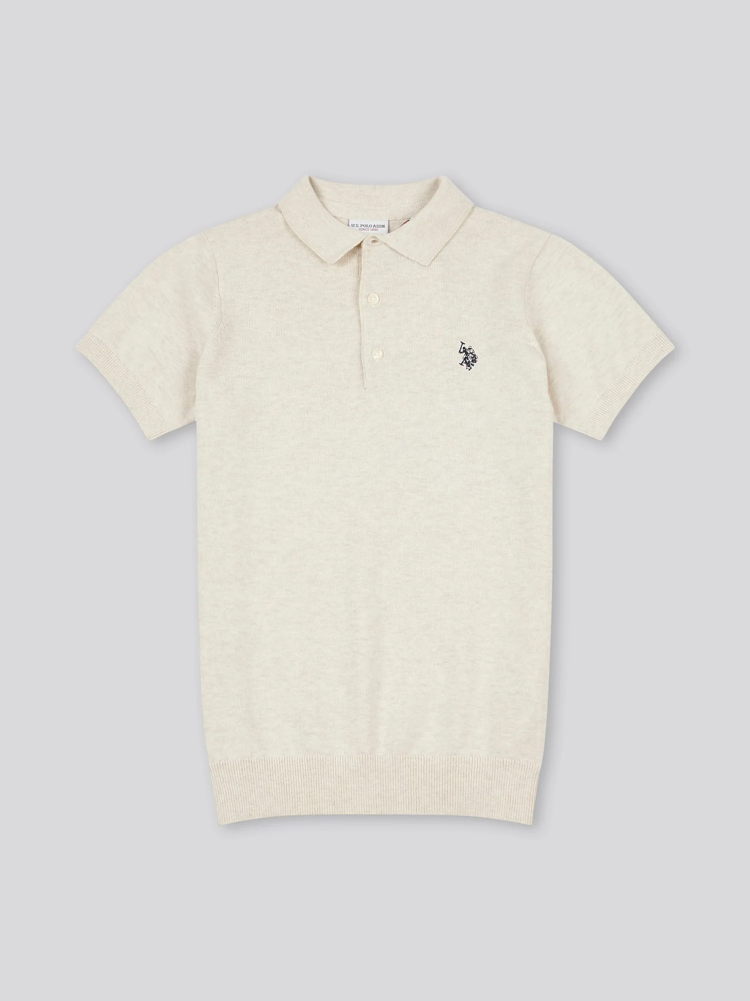 Boys Combed Cotton Polo Shirt in Birch Marl - Image 5