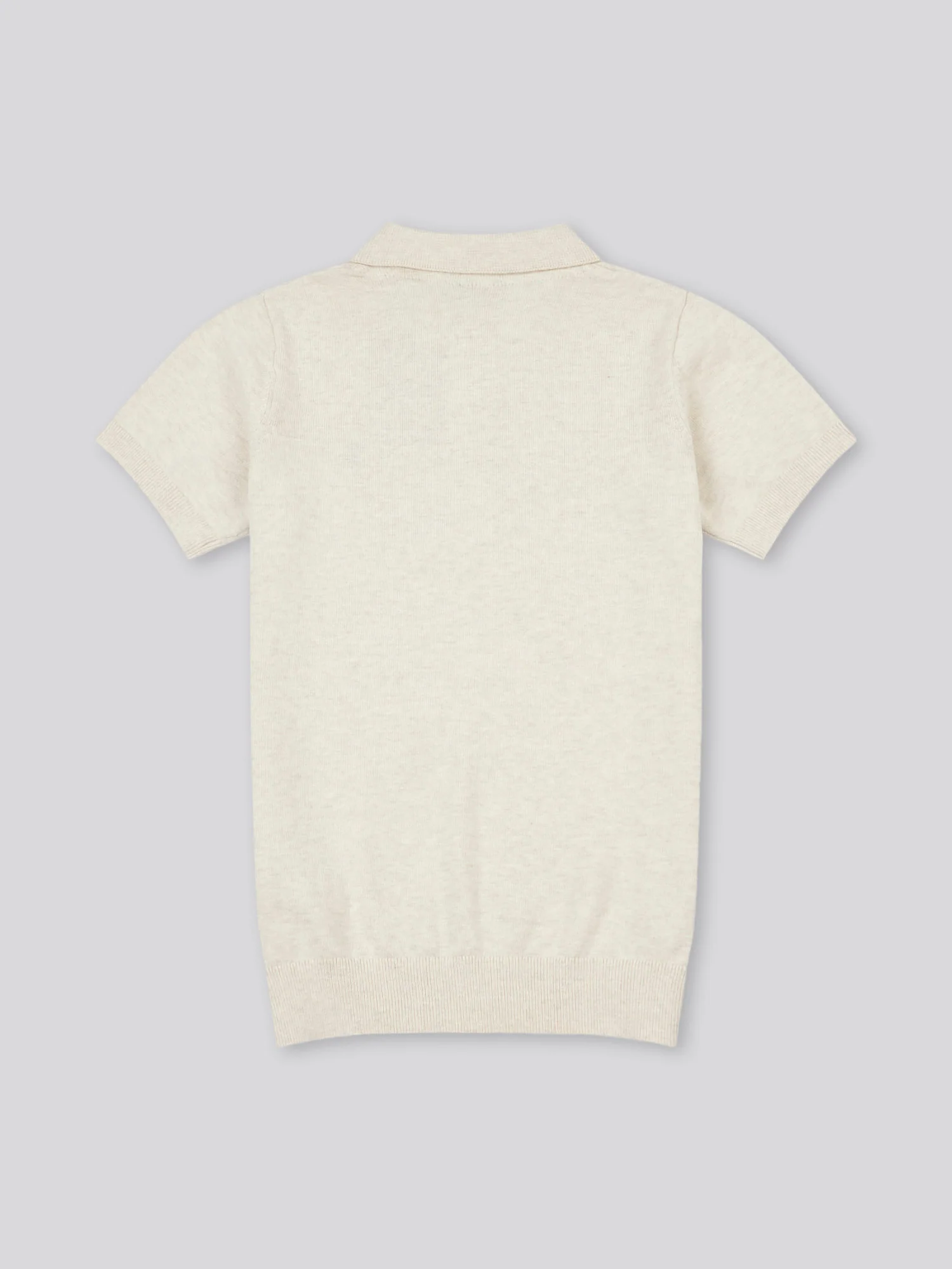 Boys Combed Cotton Polo Shirt in Birch Marl - Image 6