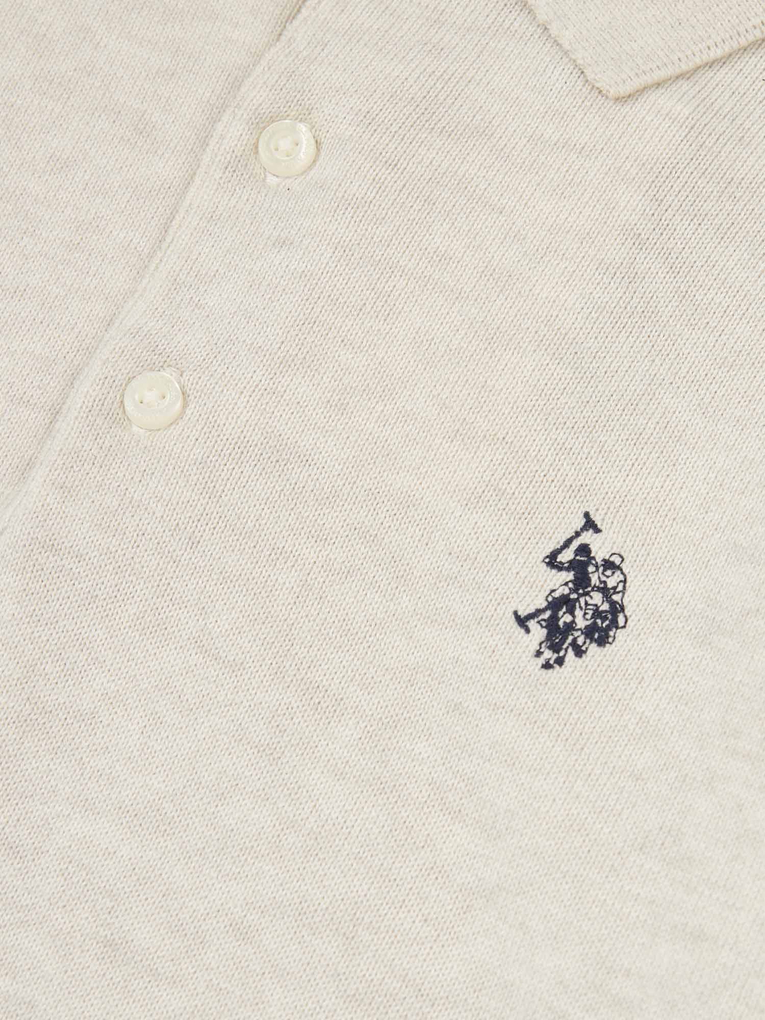 Boys Combed Cotton Polo Shirt in Birch Marl - Image 7