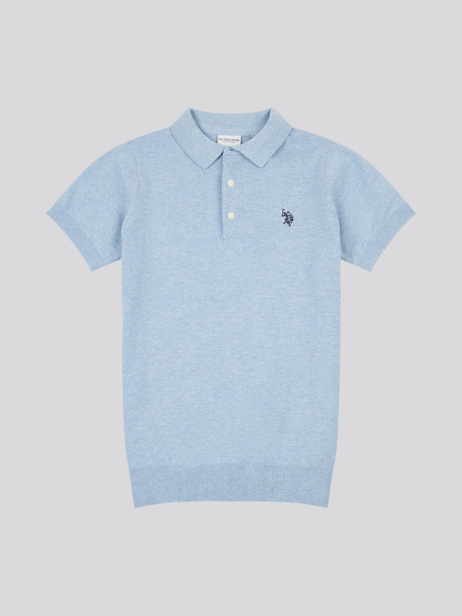 Boys Combed Cotton Polo Shirt in Parisian Blue Marl - Image 5