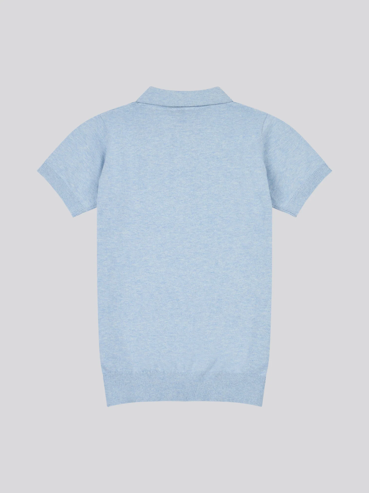 Boys Combed Cotton Polo Shirt in Parisian Blue Marl - Image 6