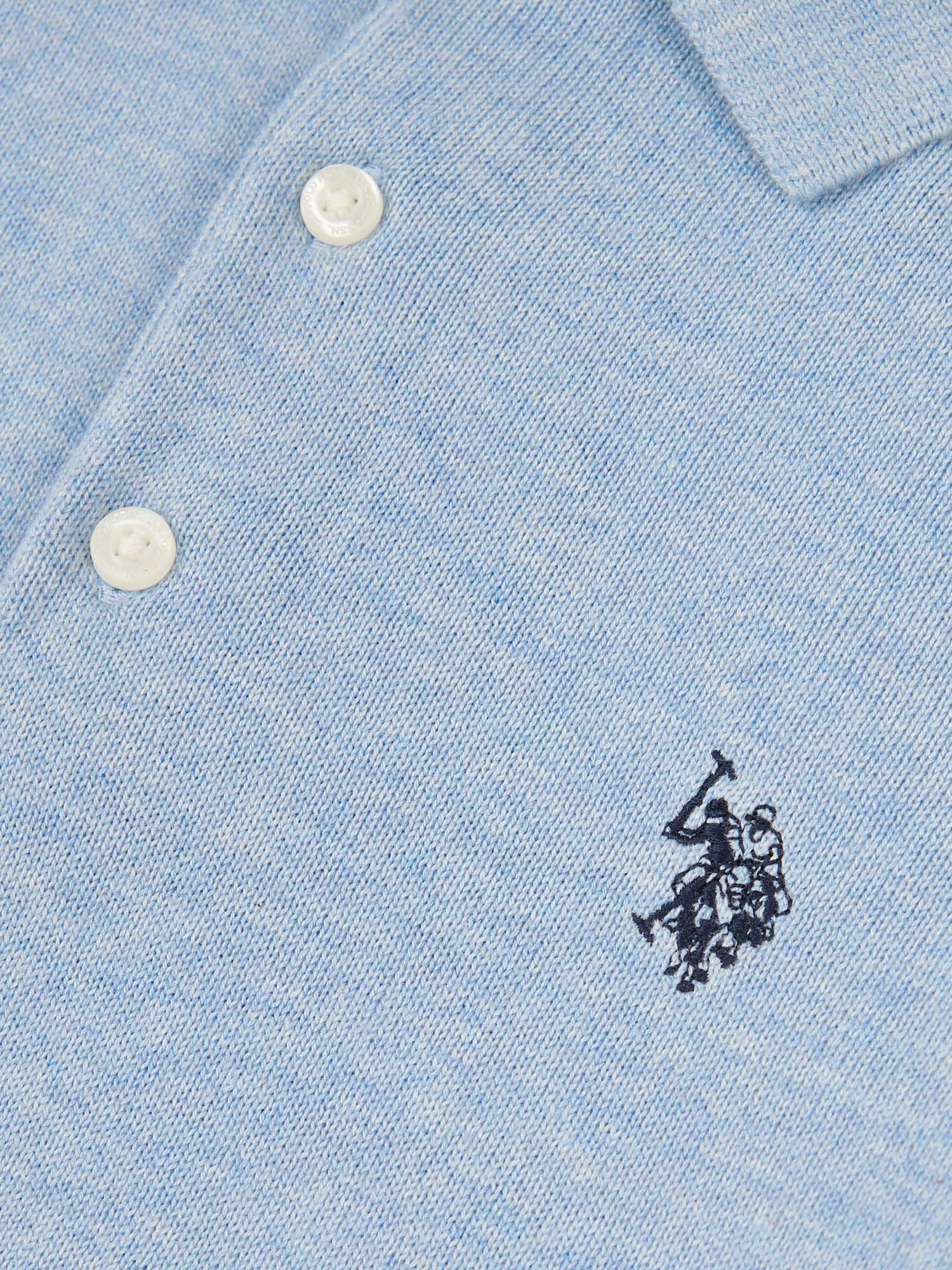 Boys Combed Cotton Polo Shirt in Parisian Blue Marl - Image 7
