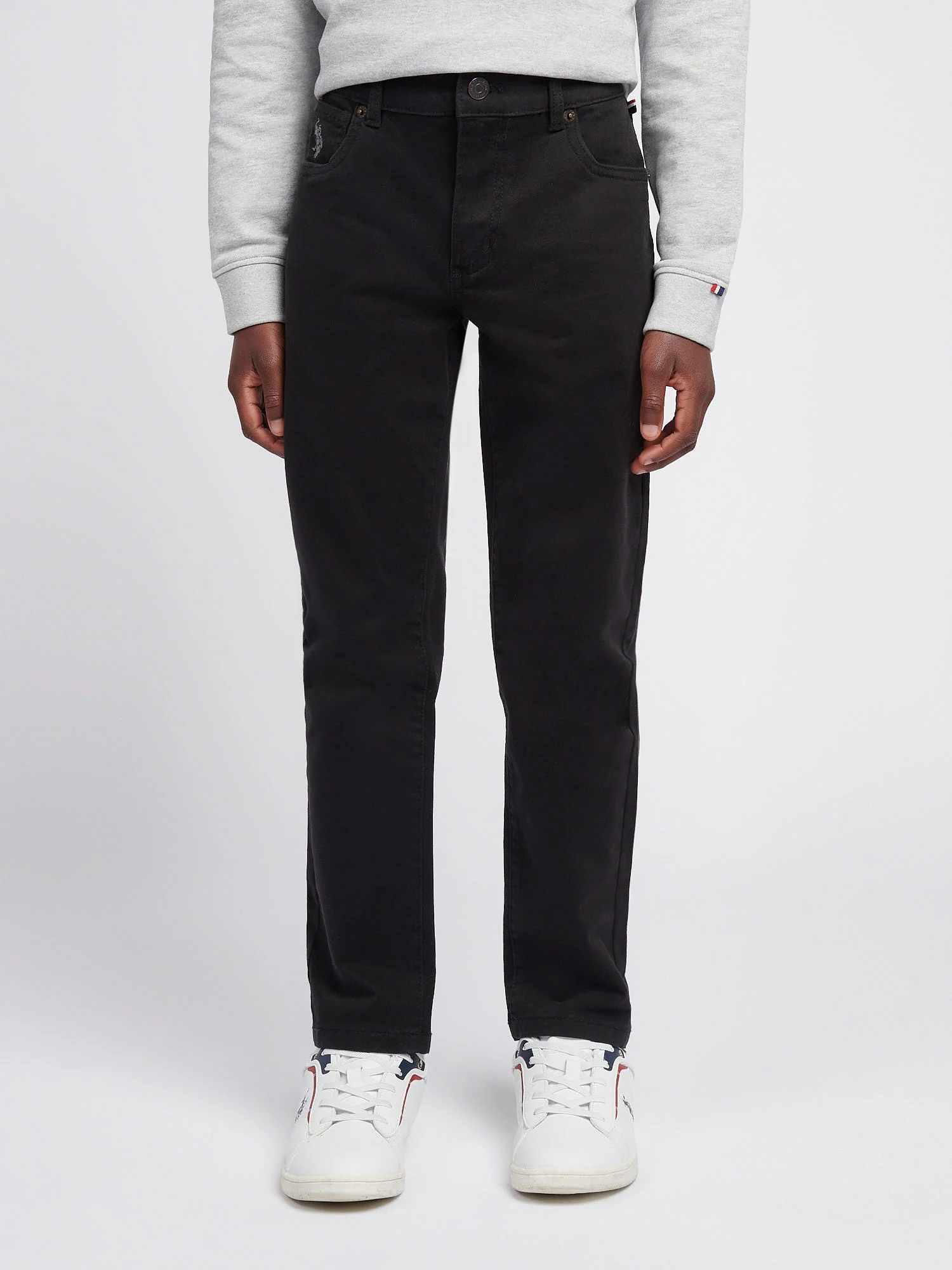 Boys Core 5 Pocket Trouser in Black Bright White DHM
