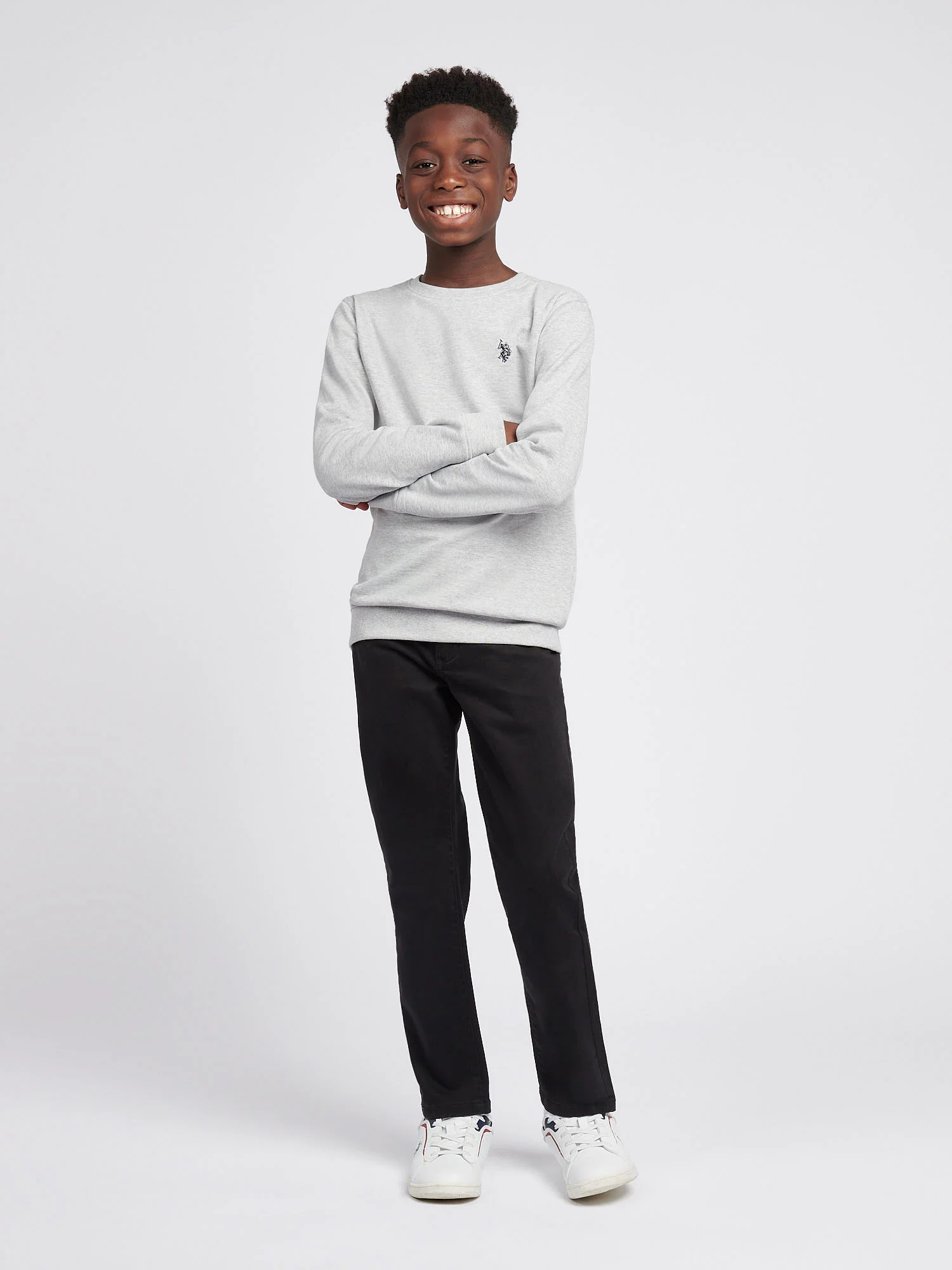 Boys Core 5 Pocket Trouser in Black Bright White DHM - Image 3