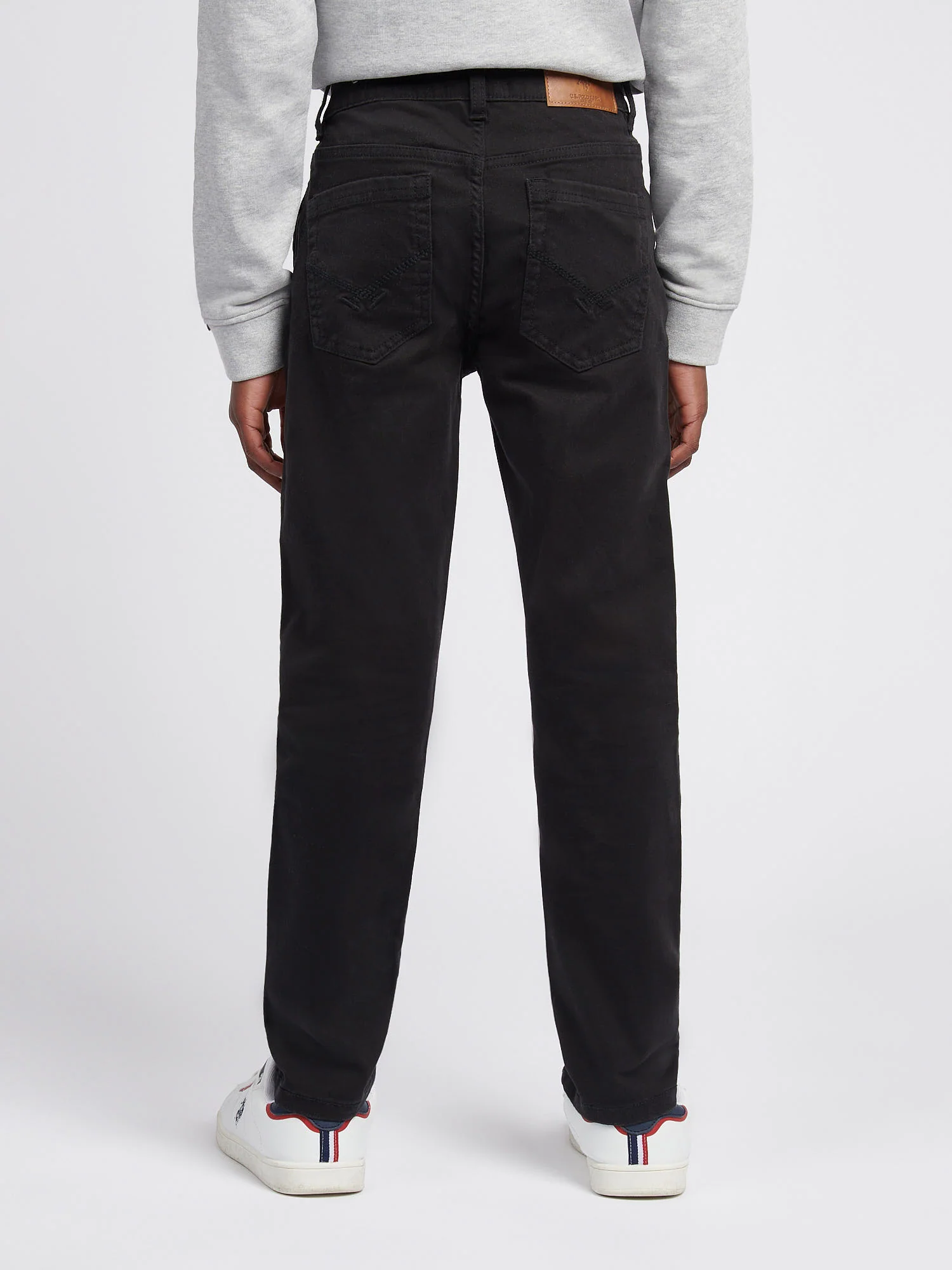 Boys Core 5 Pocket Trouser in Black Bright White DHM - Image 4