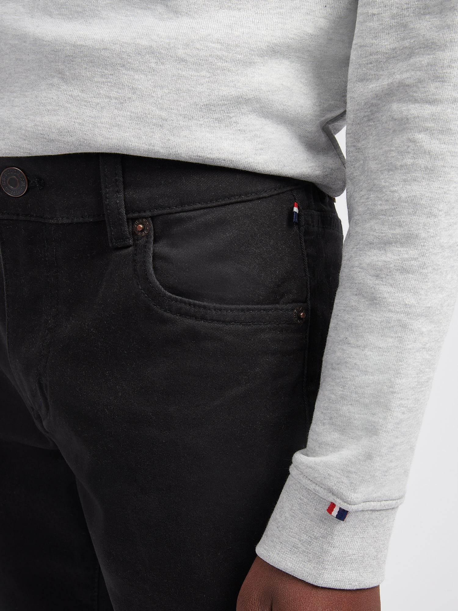Boys Core 5 Pocket Trouser in Black Bright White DHM - Image 6