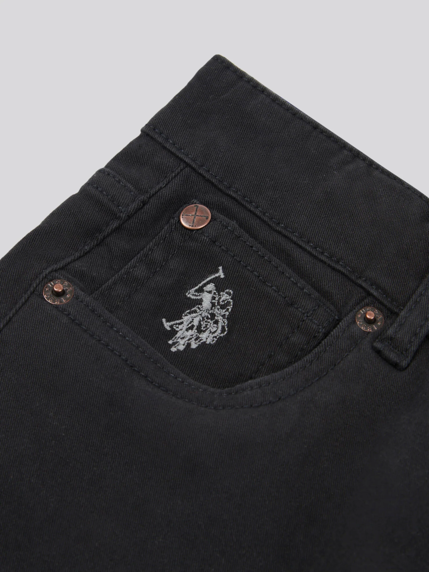 Boys Core 5 Pocket Trouser in Black Bright White DHM - Image 9