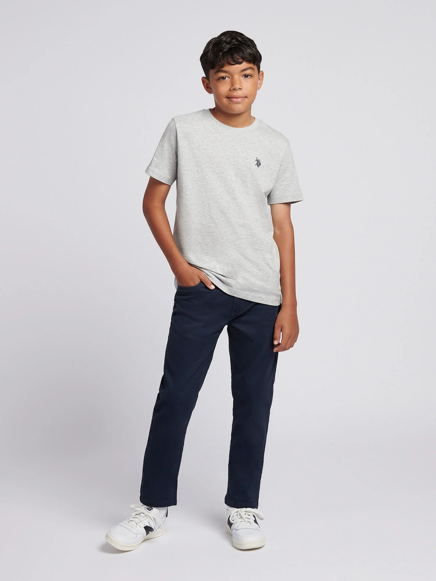 Boys Core 5 Pocket Trouser in Dark Sapphire Navy / Haute Red DHM - Image 3